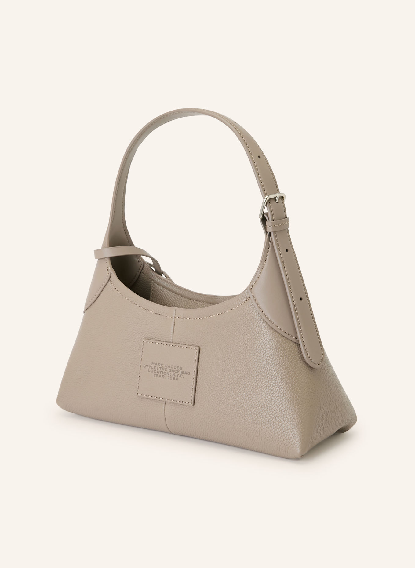 MARC JACOBS Handbag: THE SMALL BELTED SACK BAG: TAUPE / SILVER