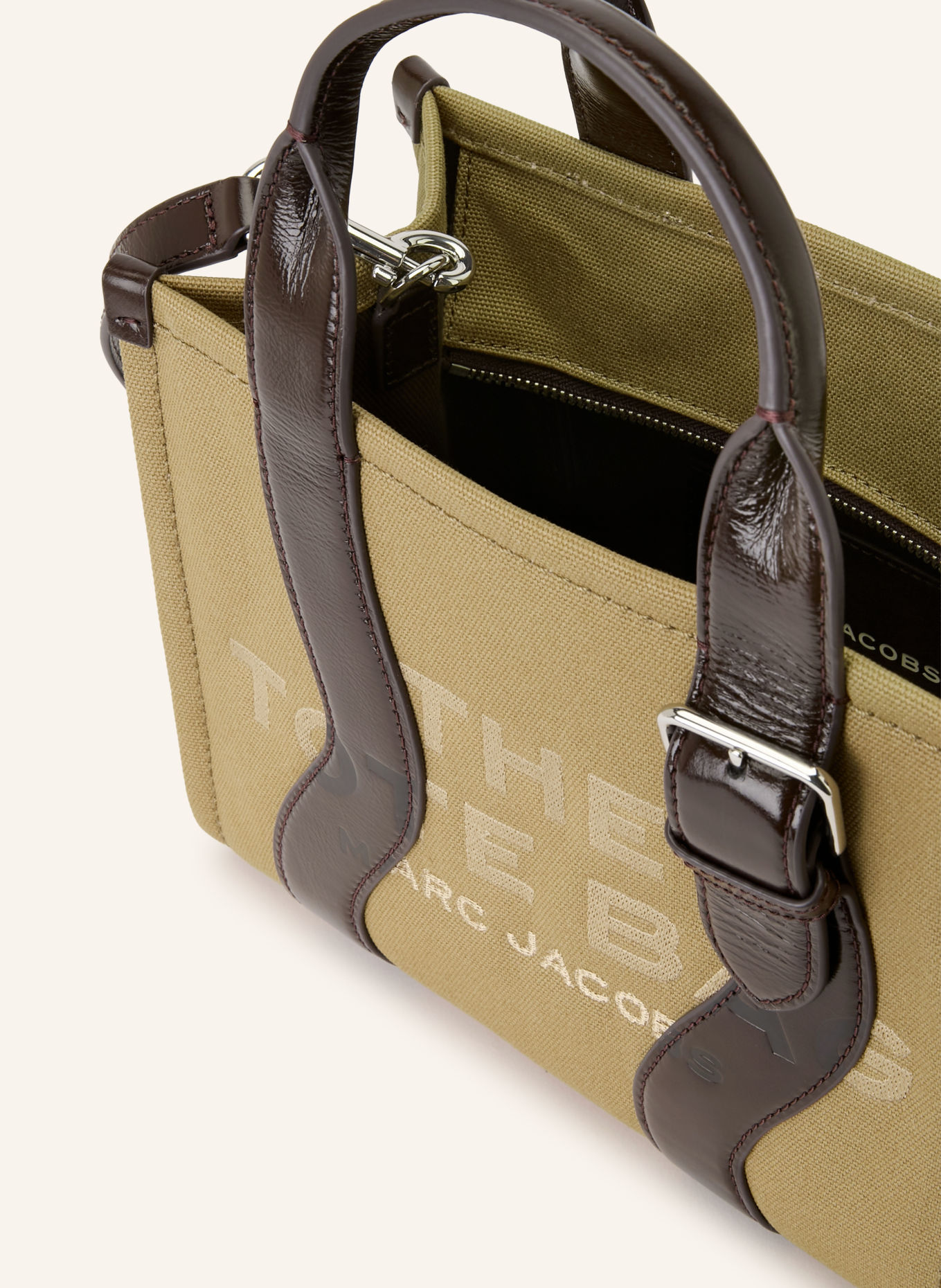 MARC JACOBS Crossbody Bag: THE WAVY CANVAS SMALL TOTE BAG: CAMEL / DARK BROWN