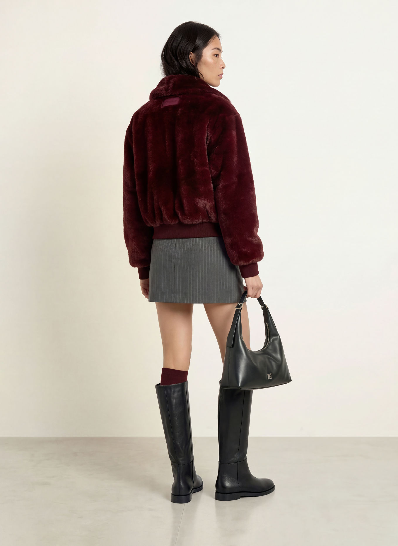 TOMMY JEANS Jachetă din blană artificială: ROȘU ÎNCHIS