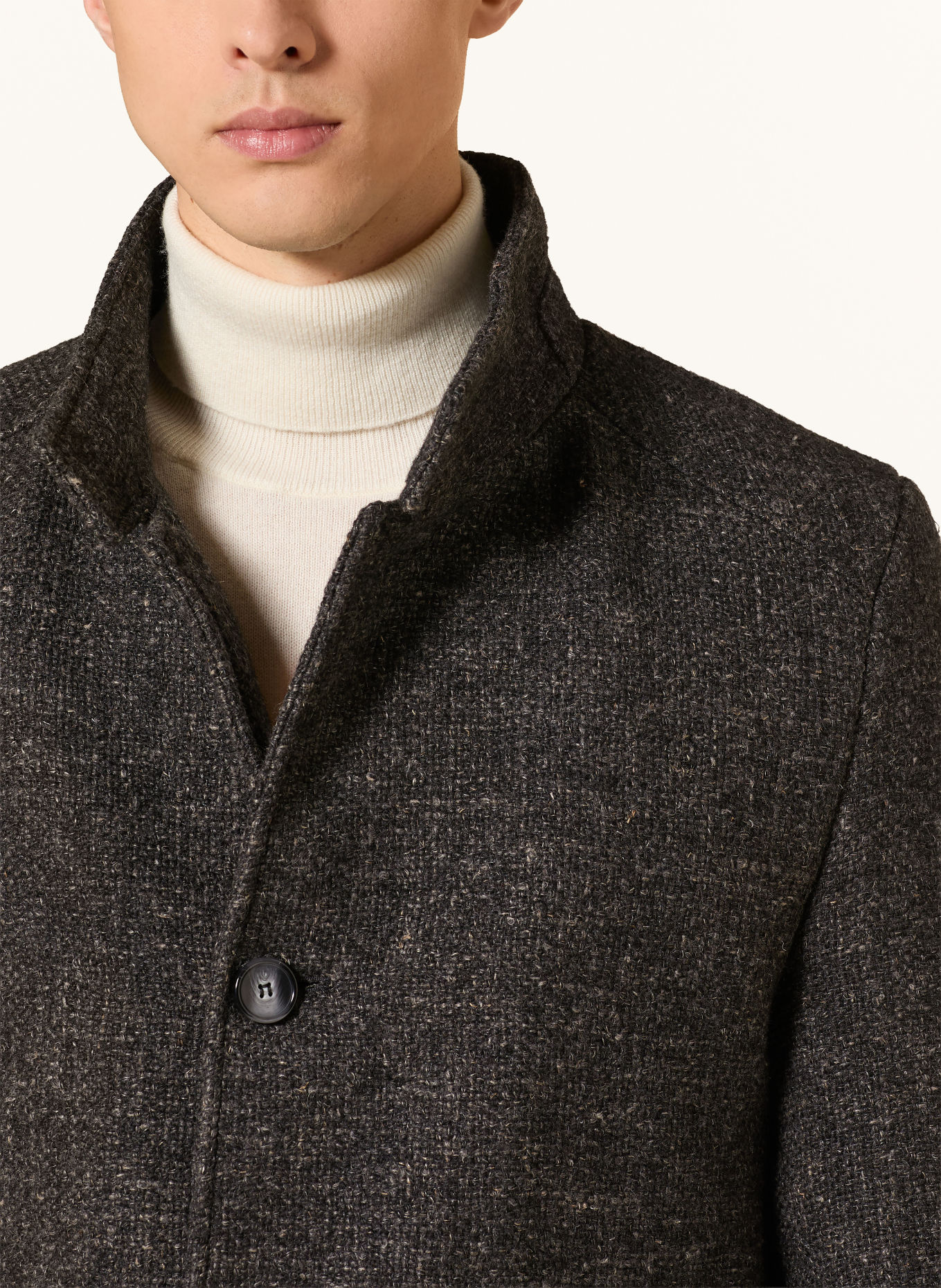 bugatti Wollmantel aus Bouclé mit herausnehmbarer Blende: DUNKELGRAU