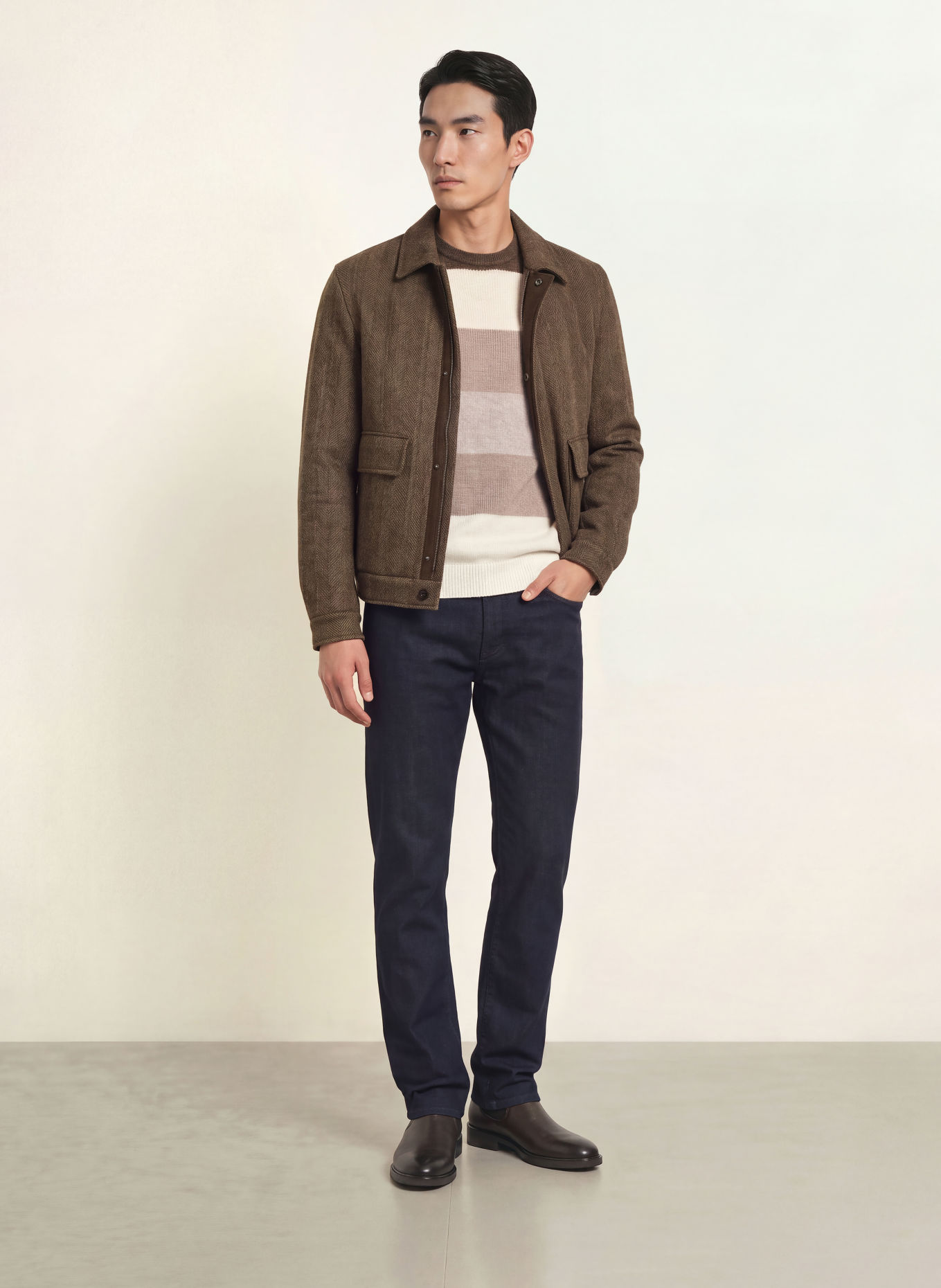 PAUL & SHARK Trui: BEIGE / MARRON FONCÉ / CRÈME