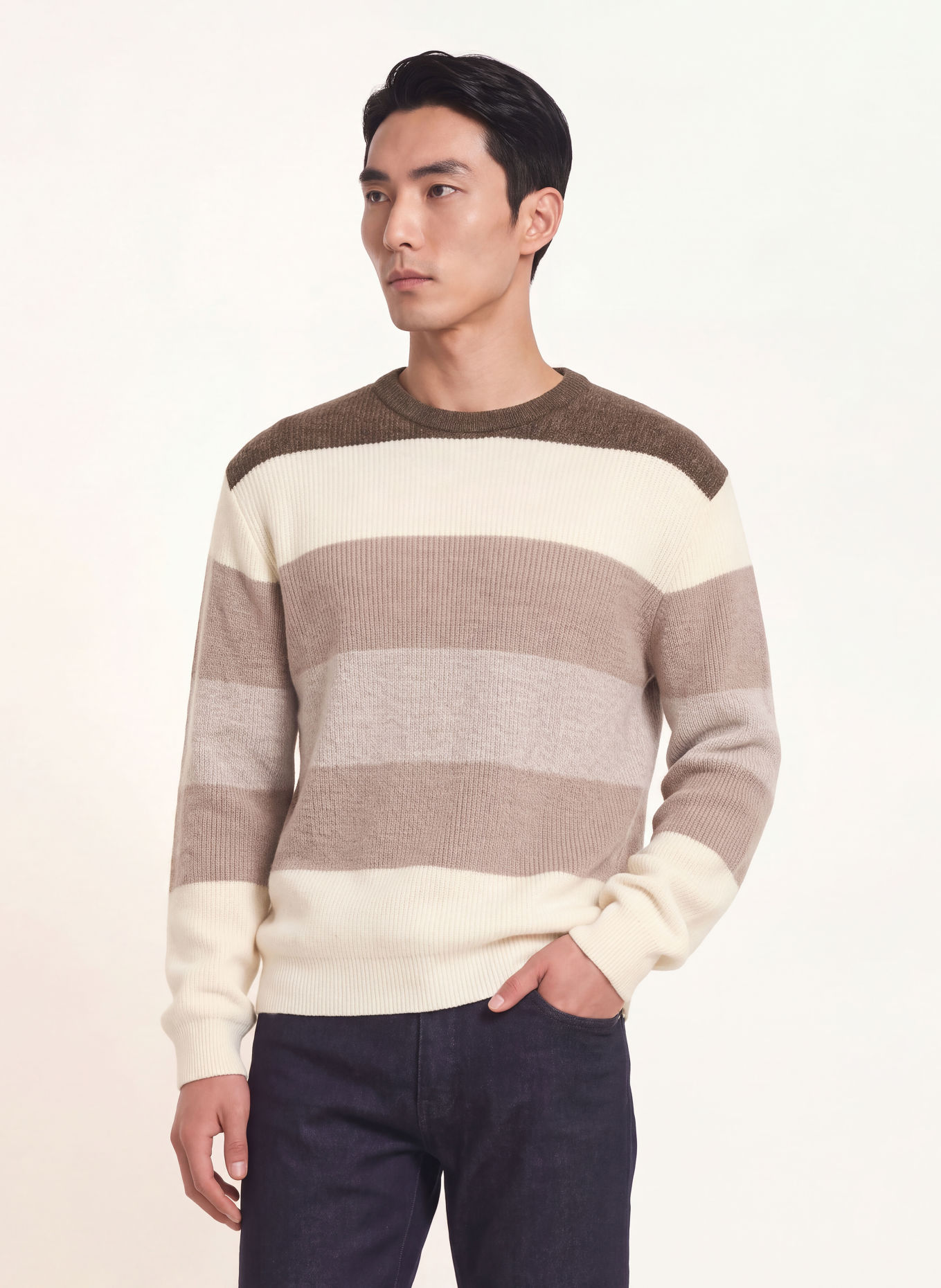 PAUL & SHARK Trui: BEIGE / MARRON FONCÉ / CRÈME