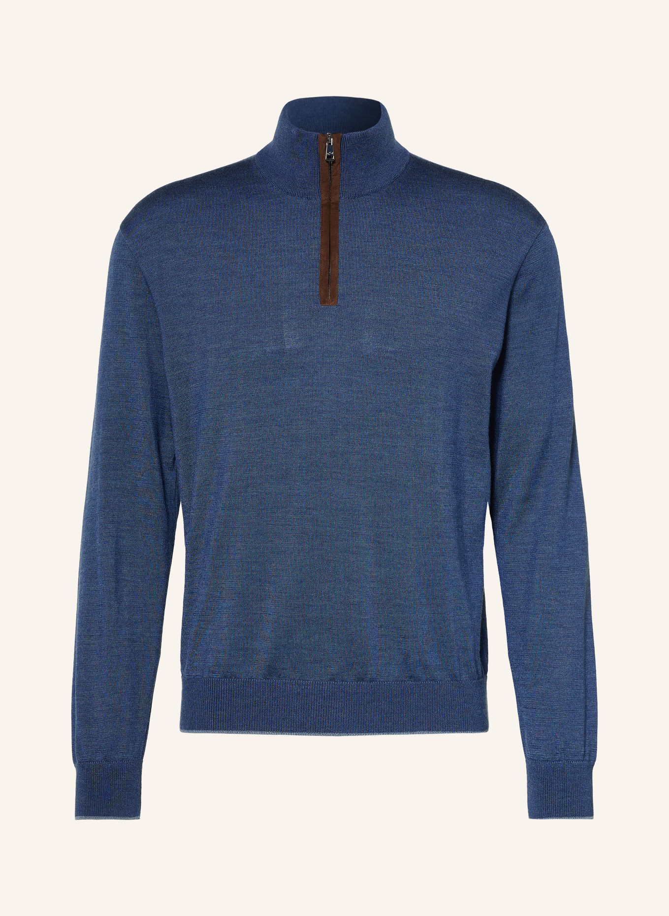 PAUL & SHARK Half-zip sweater: BLUE / DARK BROWN