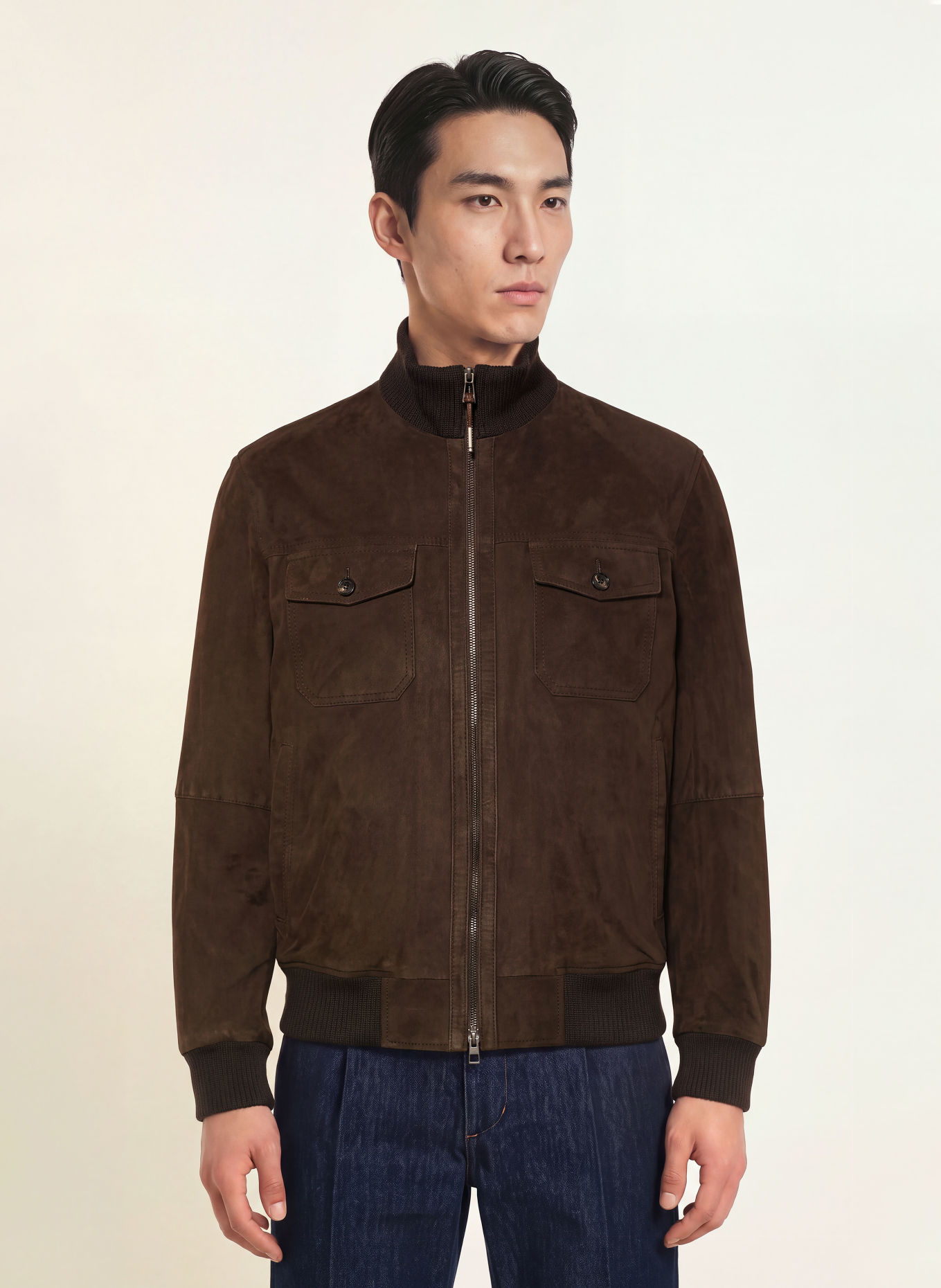windsor. Leather Blouson: DARK BROWN