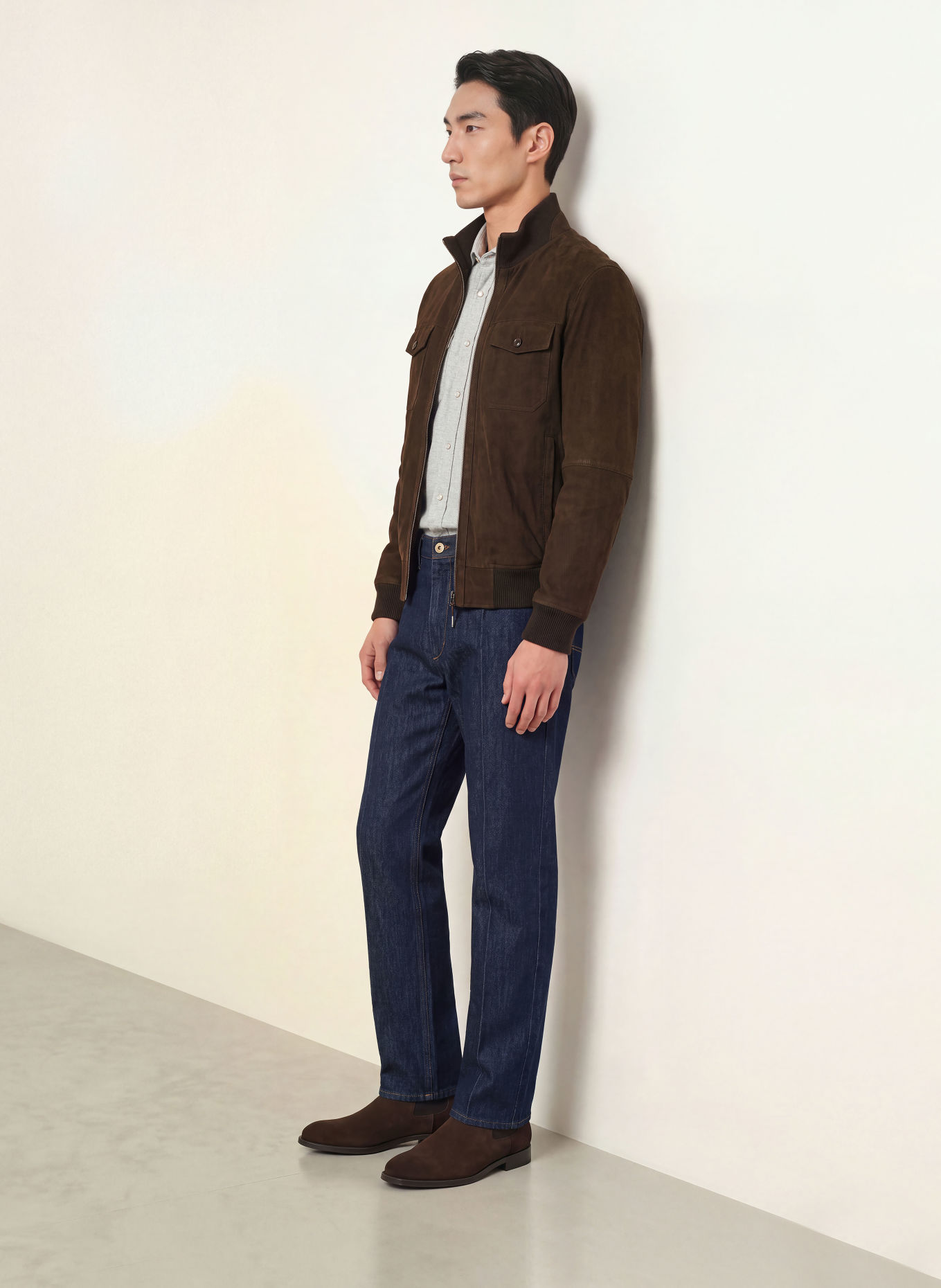 windsor. Leather Blouson: DARK BROWN