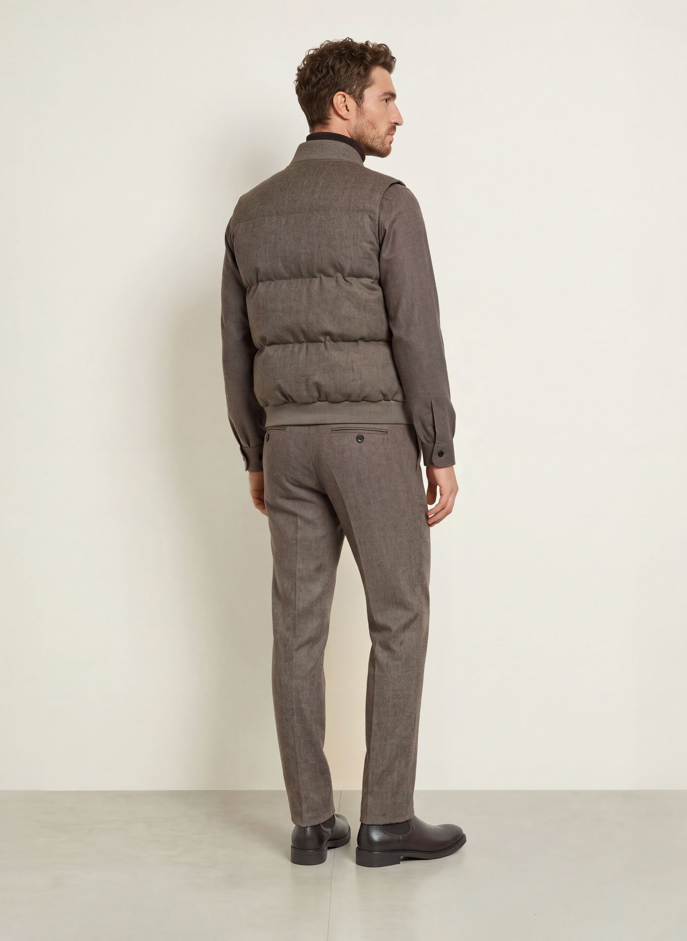 PROFUOMO Gilet matelassé: TAUPE / GRIS FONCÉ