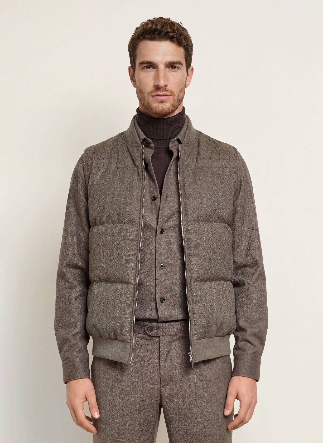 PROFUOMO Gilet matelassé: TAUPE / GRIS FONCÉ