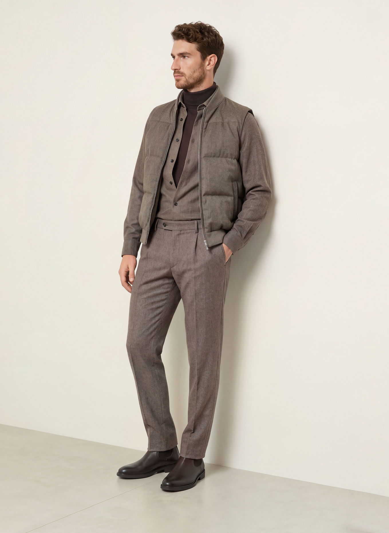 PROFUOMO Gilet matelassé: TAUPE / GRIS FONCÉ