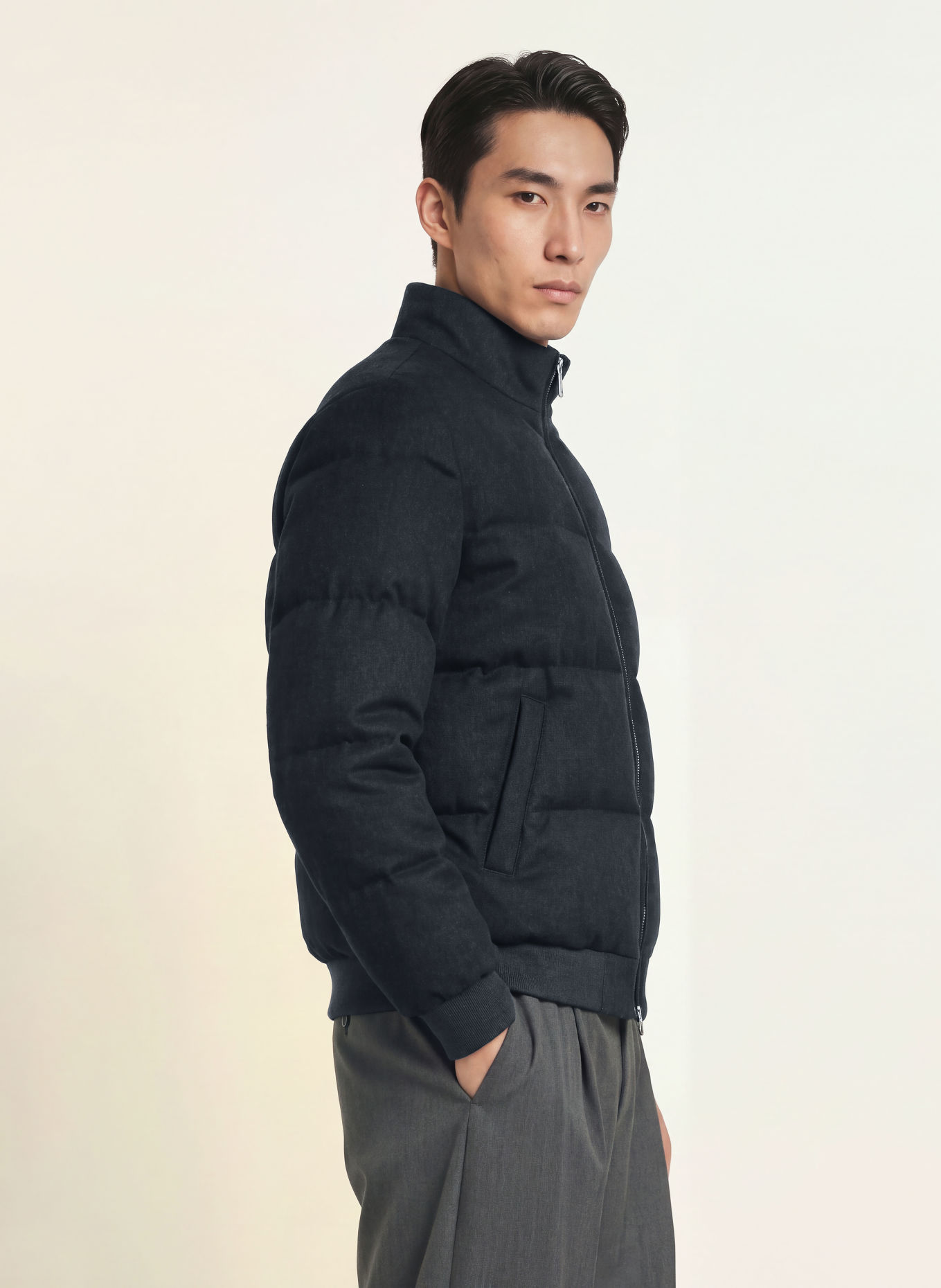 PROFUOMO Quilted jacket: DARK BLUE
