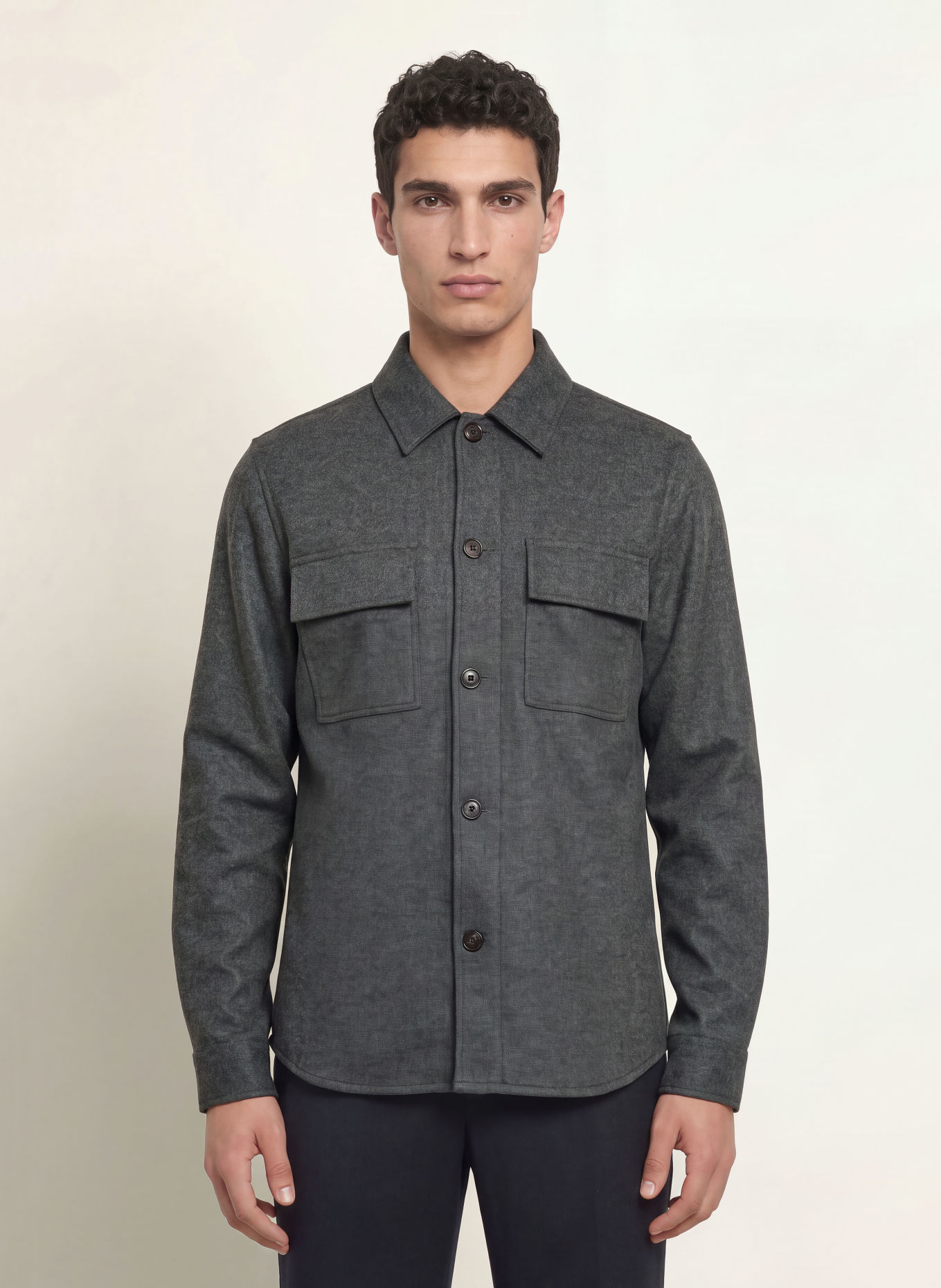 PROFUOMO Flanell-Overshirt: DUNKELGRAU