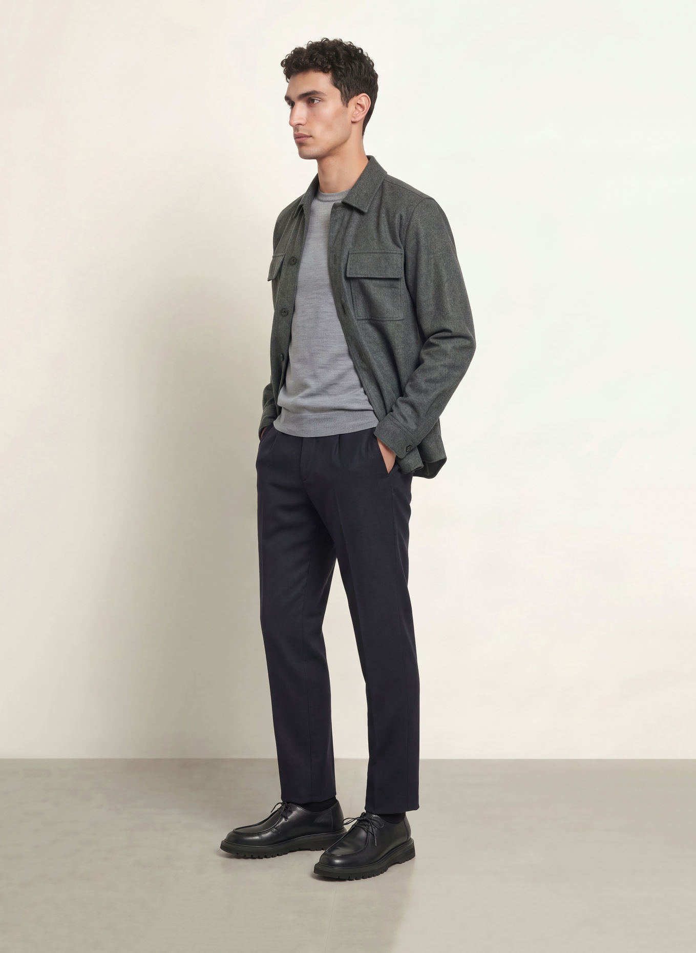 PROFUOMO Flanell-Overshirt: DUNKELGRAU