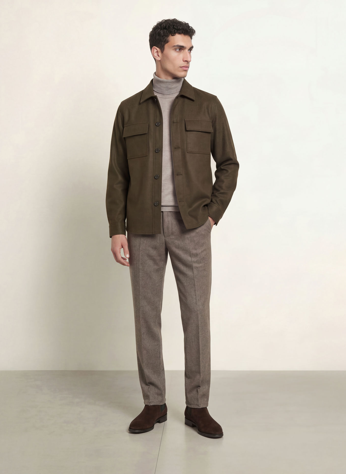 PROFUOMO Flanell-Overshirt: DUNKELGRÜN