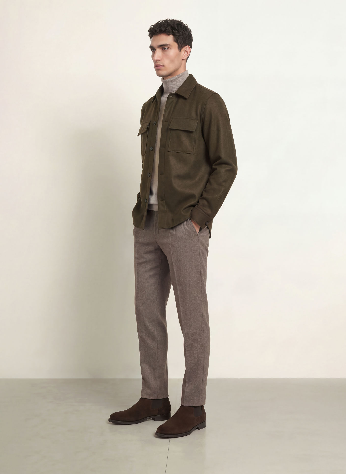PROFUOMO Flanell-Overshirt: DUNKELGRÜN