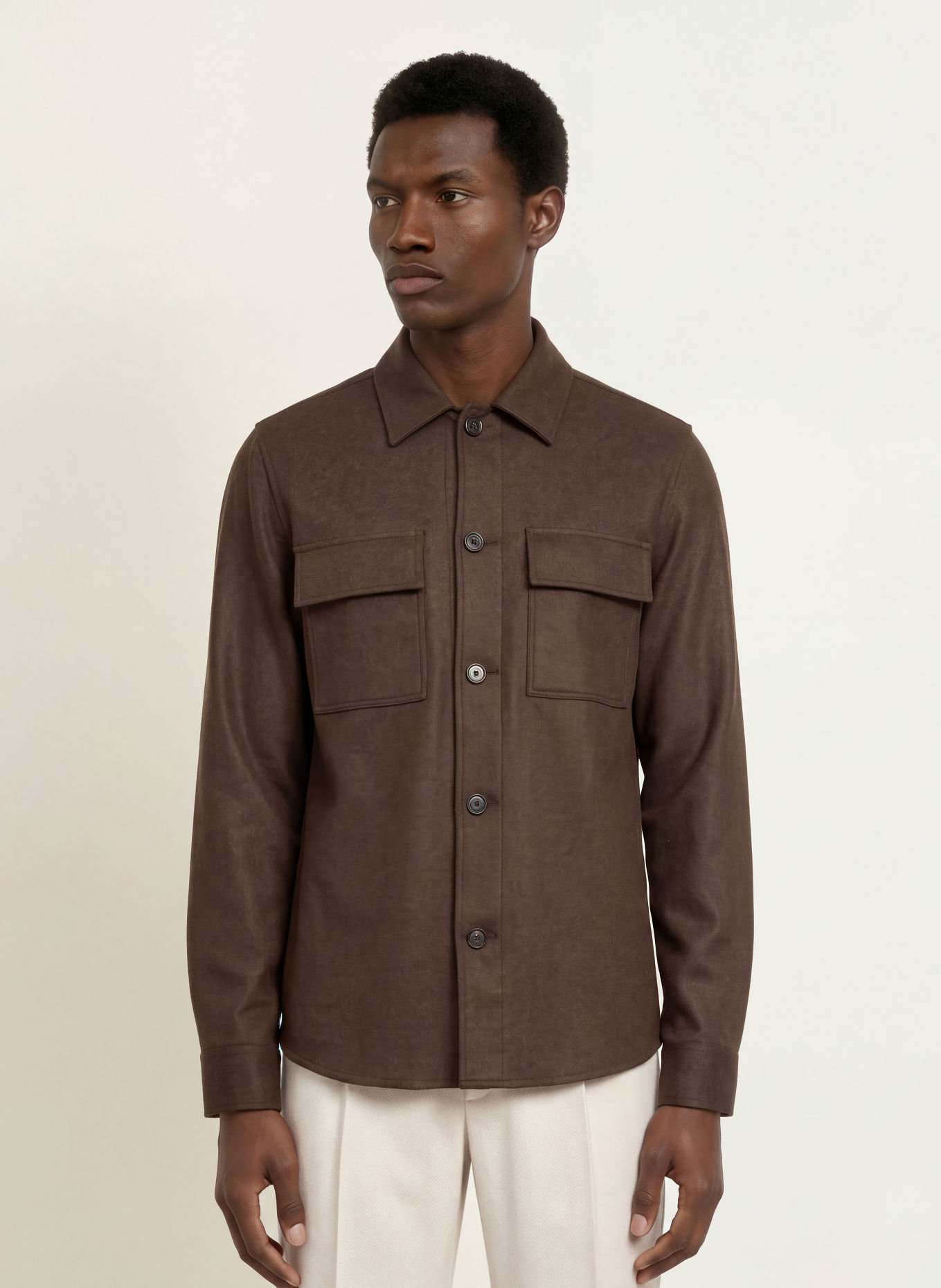 PROFUOMO Flanell-Overshirt: DUNKELBRAUN