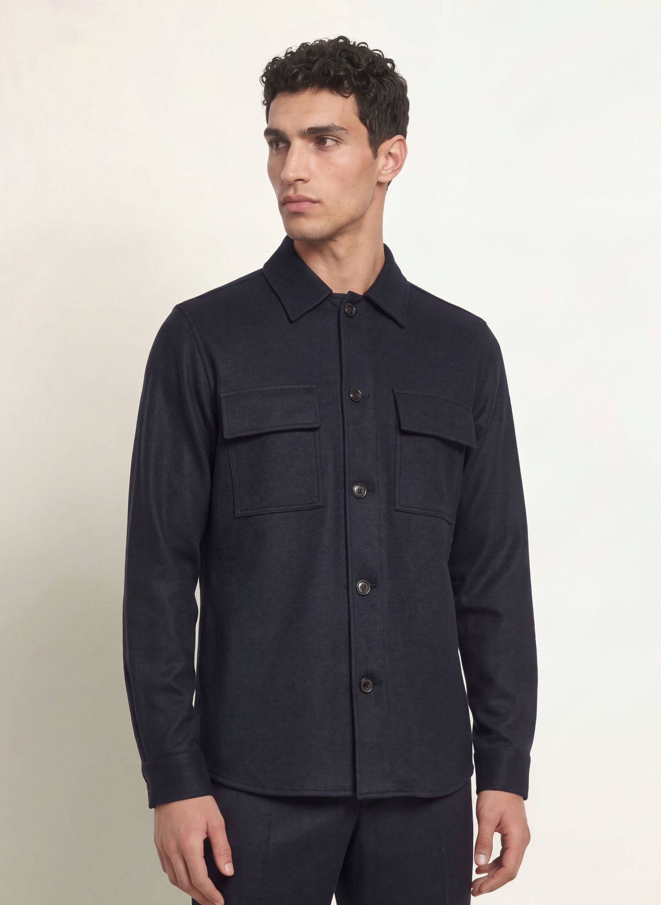 PROFUOMO Flanell-Overshirt: DUNKELBLAU