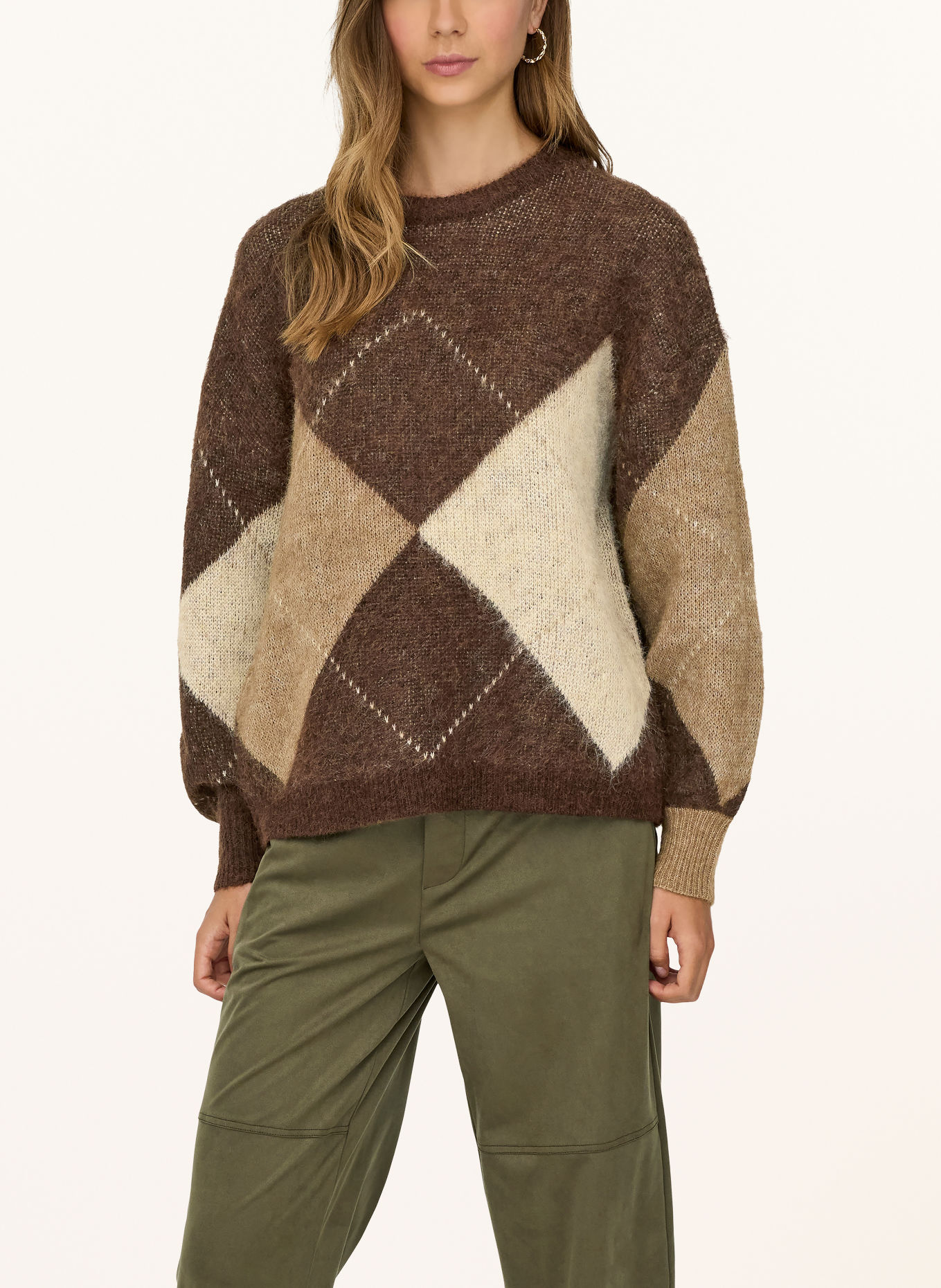 ONLY Sweater: DARK BROWN / LIGHT BROWN / CREAM