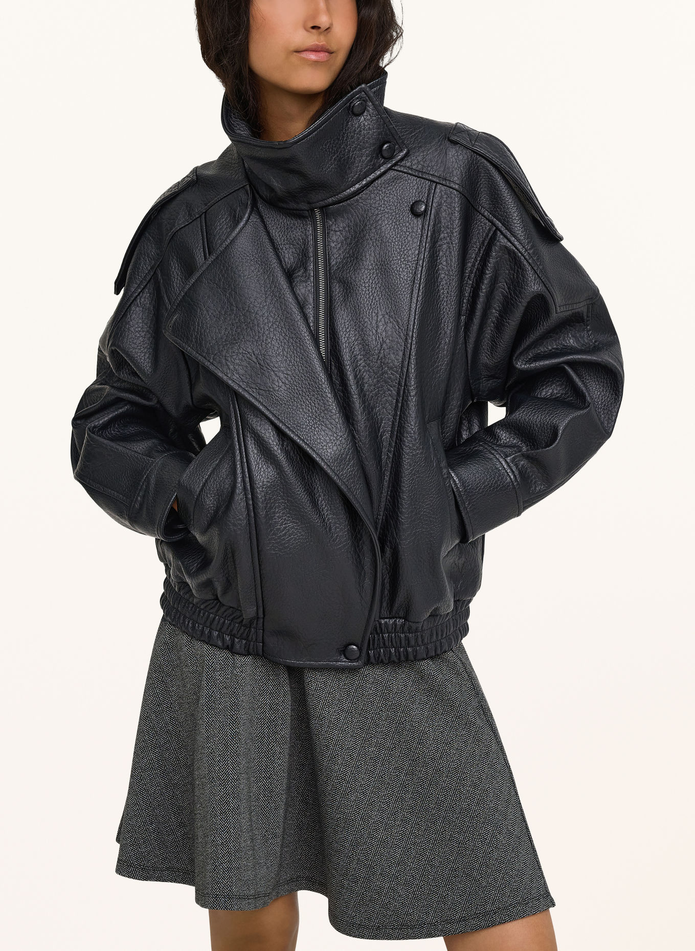 ONLY Leather-look jacket: BLACK