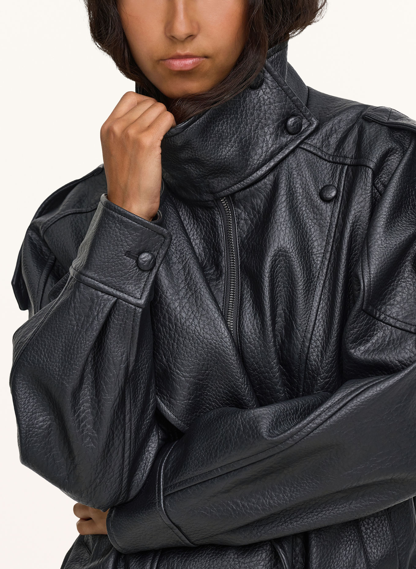 ONLY Leather-look jacket: BLACK