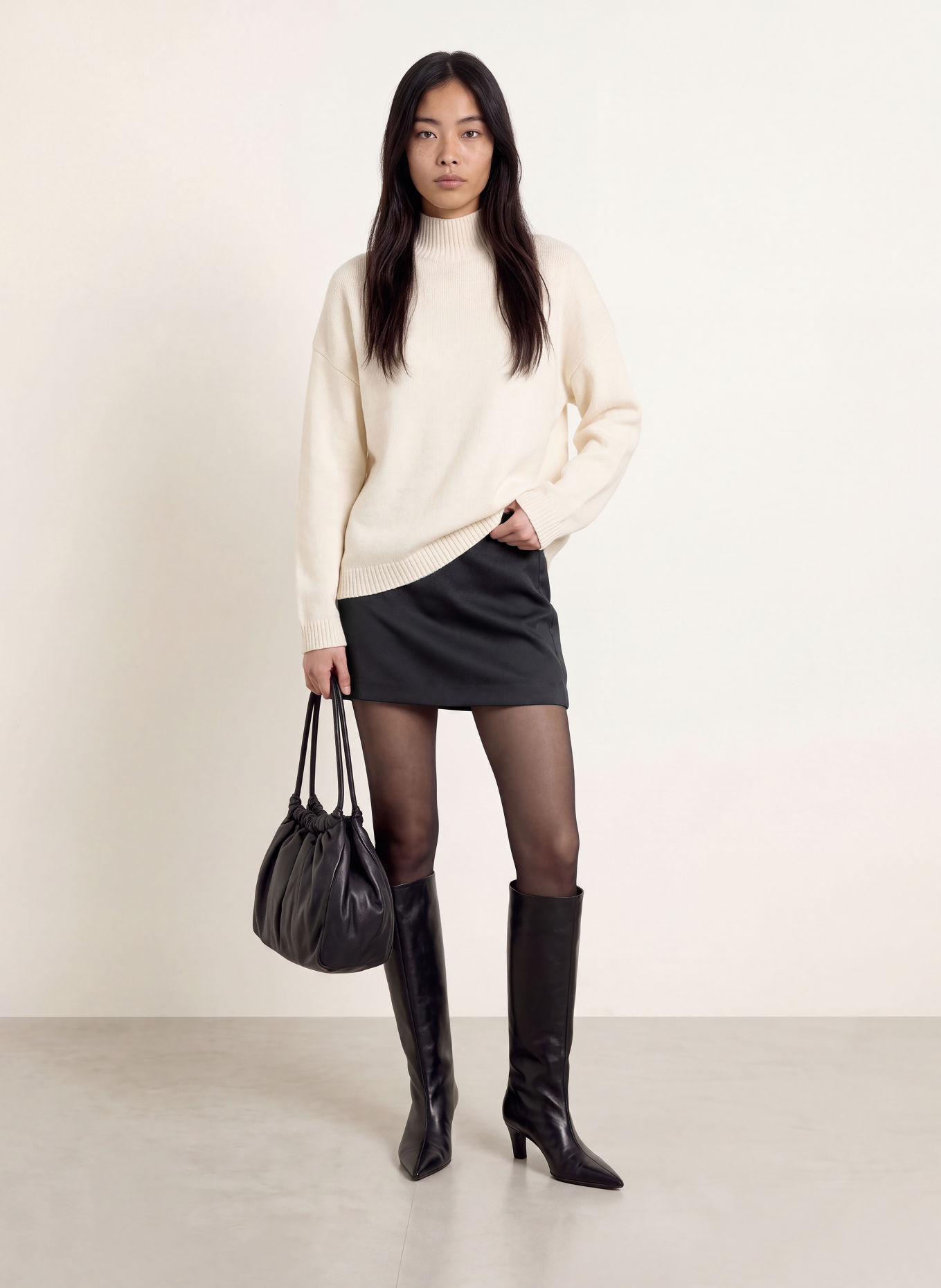 SELECTED Satin skirt: BLACK