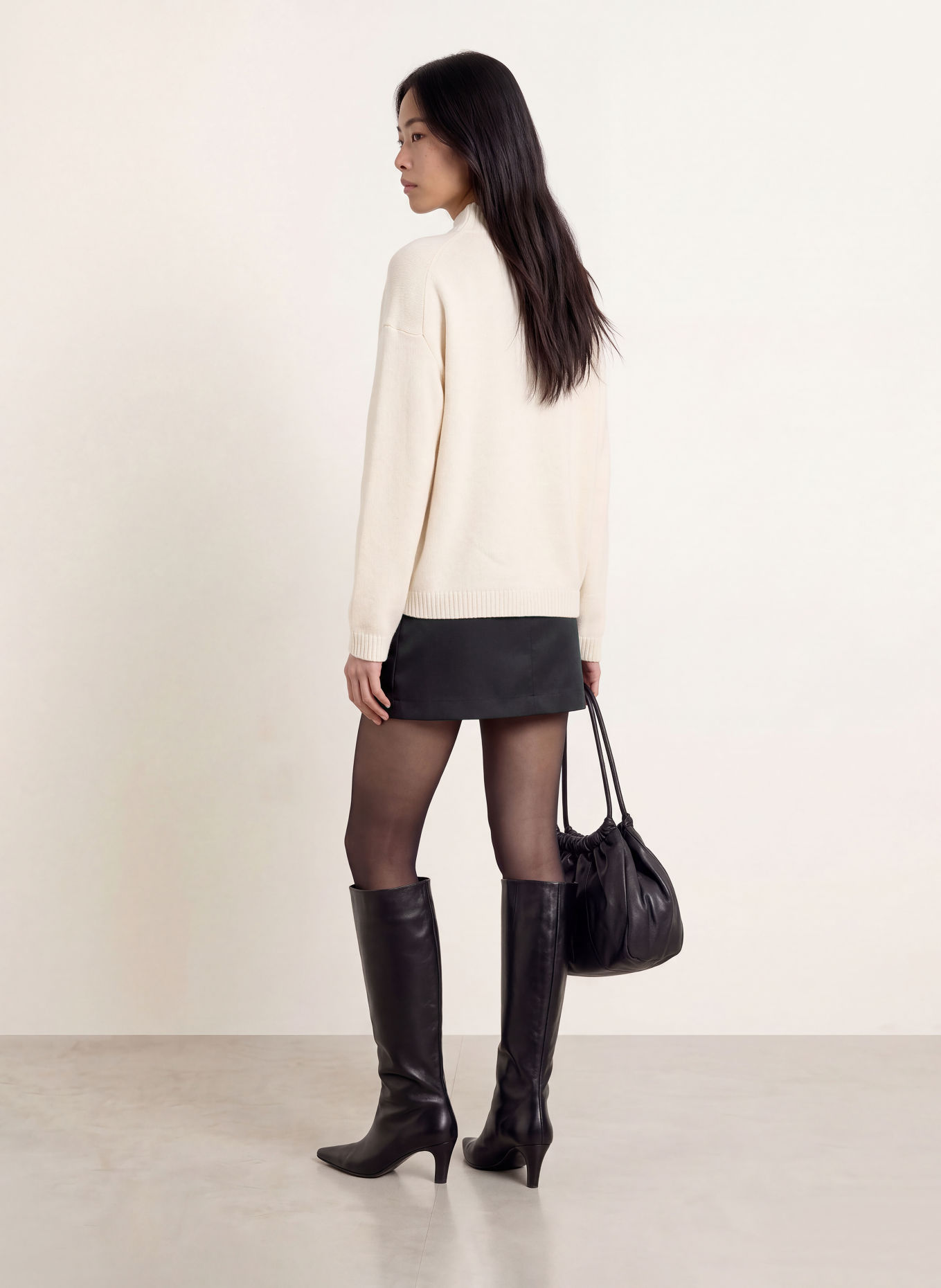 SELECTED Satin skirt: BLACK