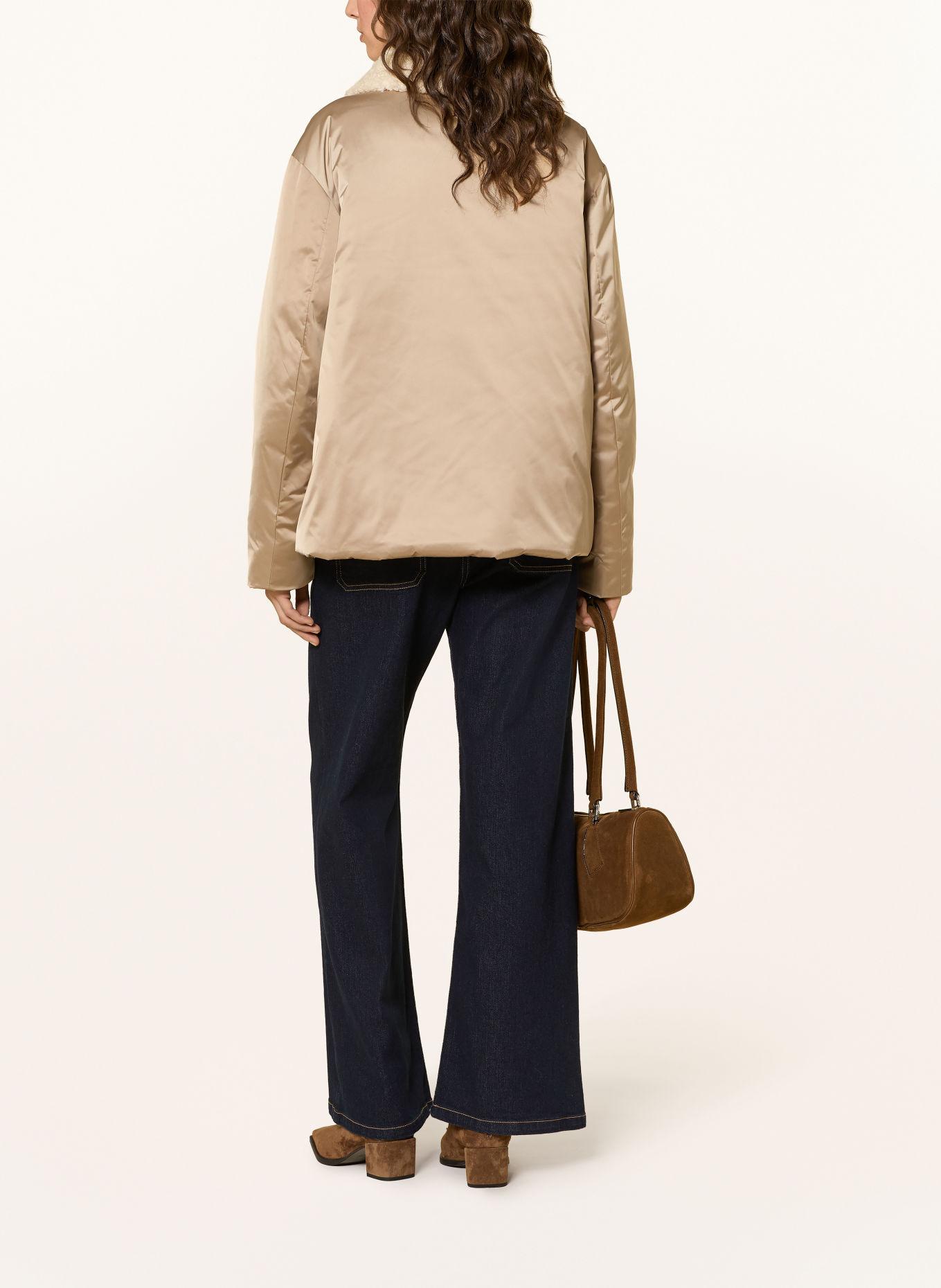JOOP! ORIETTA Jacket with Teddy Fur Collar: CAMEL / ECRU