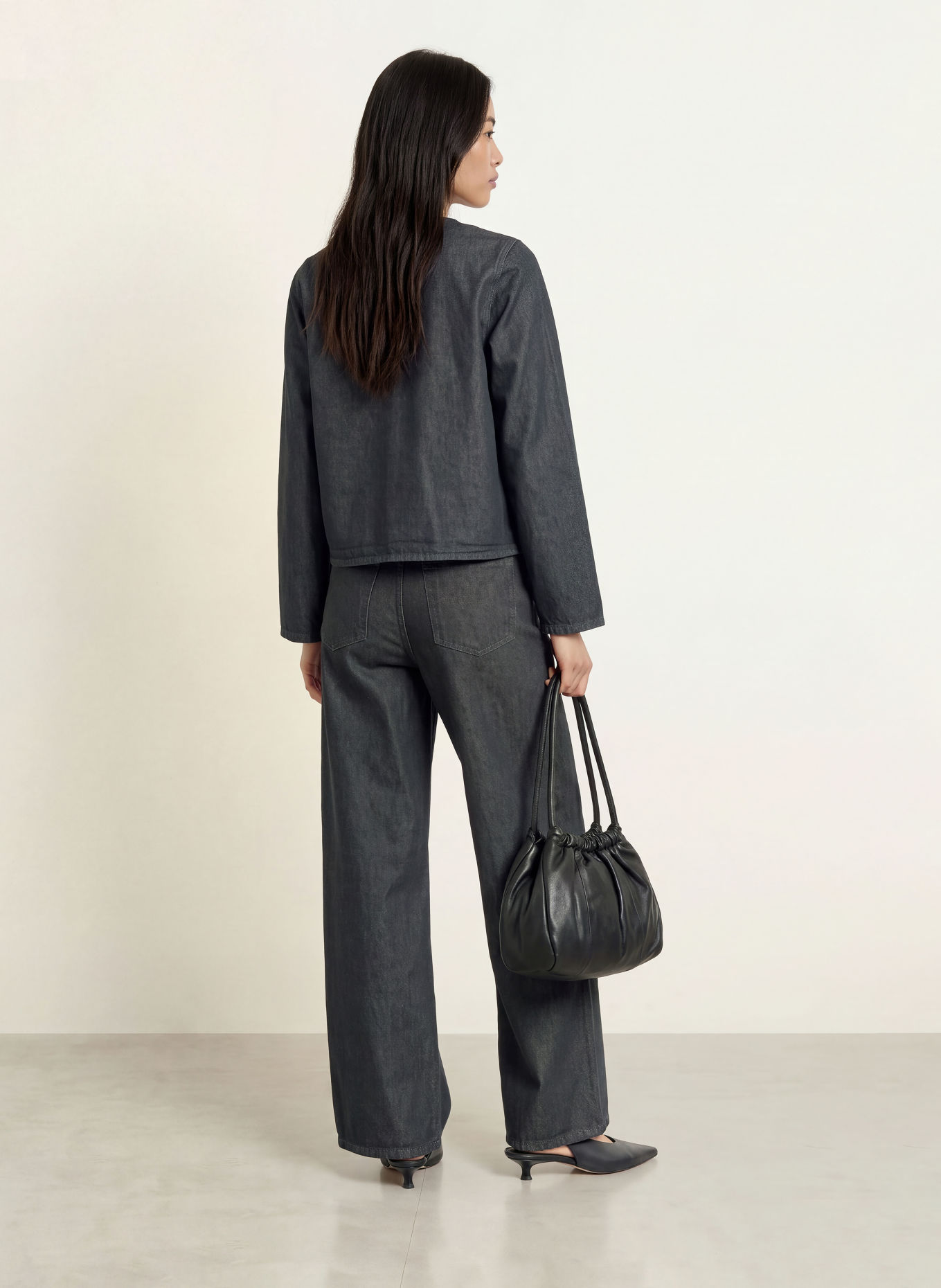 SELECTED Wide leg jeans: DARK GREY DENIM