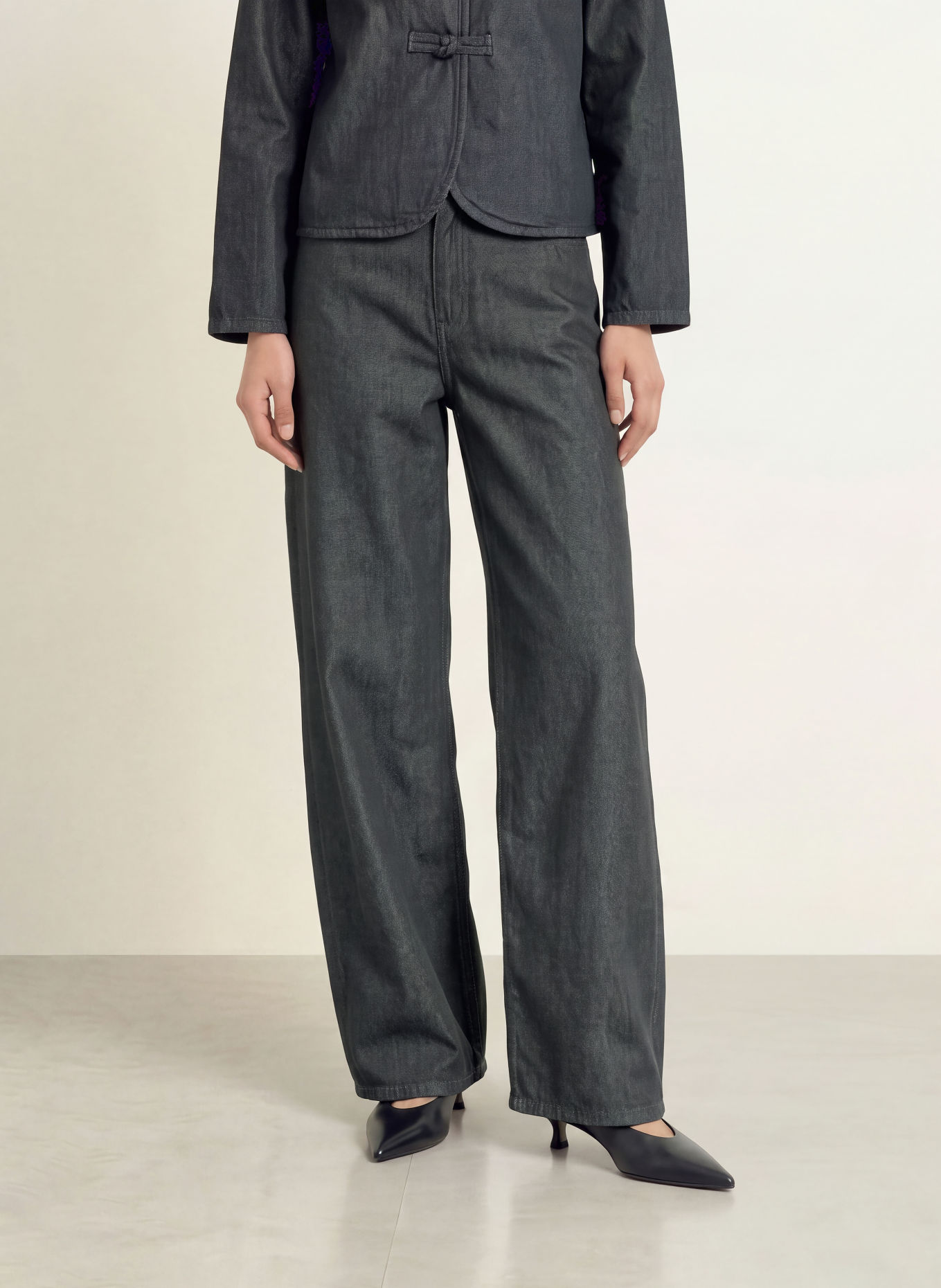 SELECTED Wide leg jeans: DARK GREY DENIM