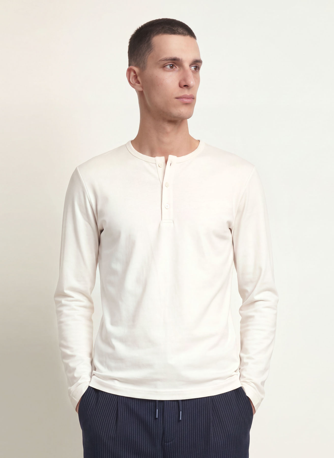 DESOTO Henley shirt: WHITE