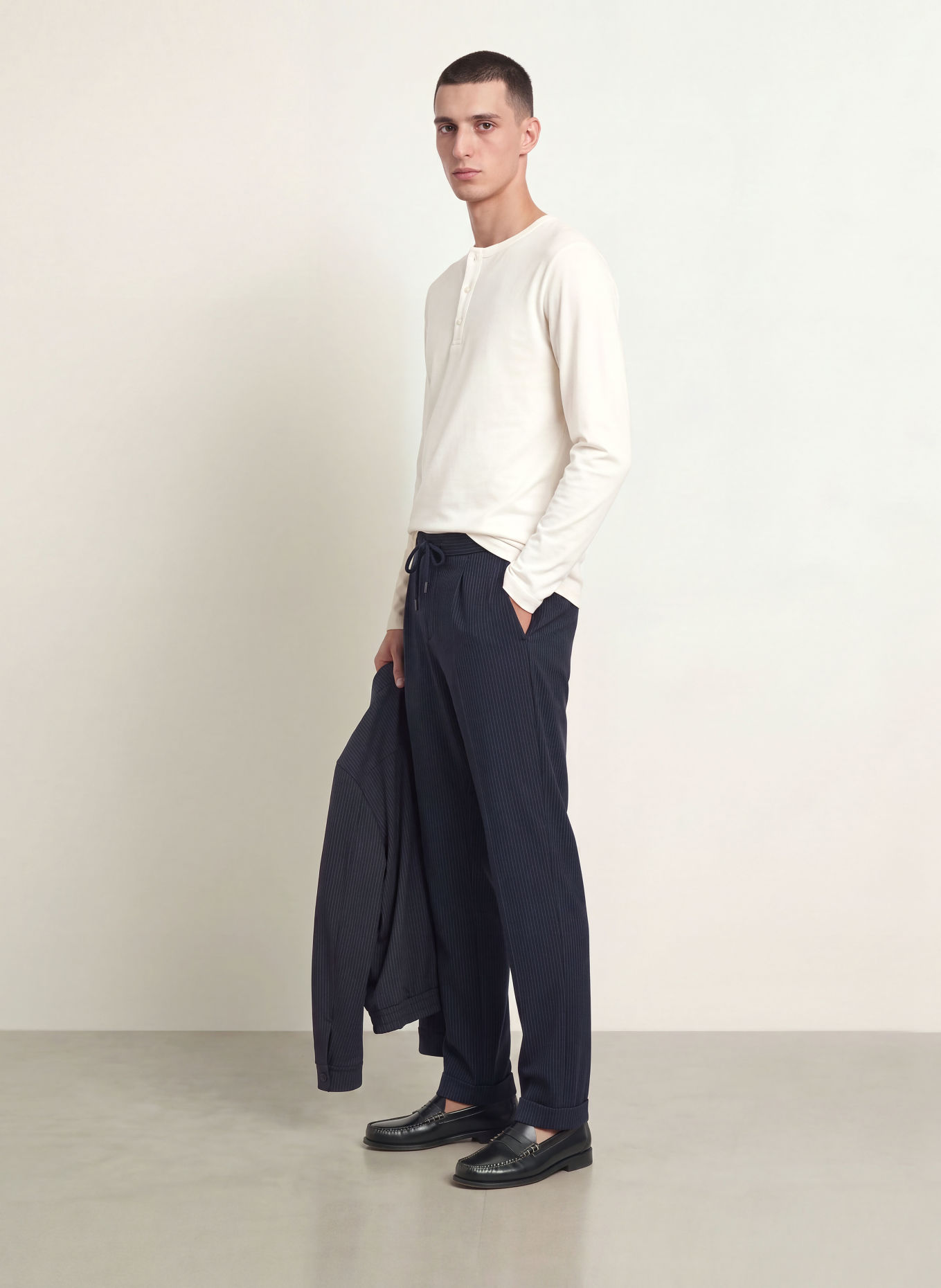 DESOTO Henley shirt: WHITE