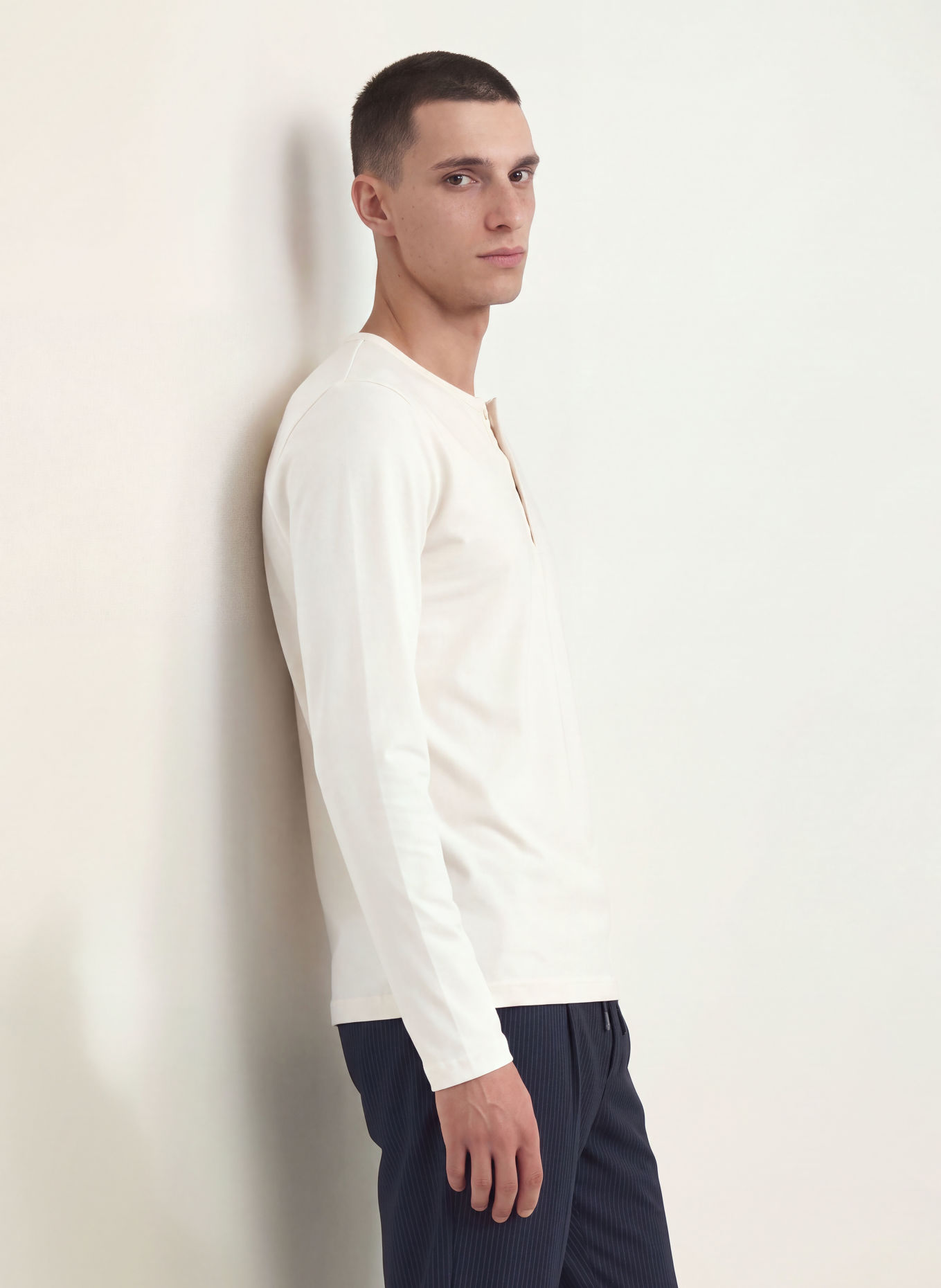 DESOTO Henley shirt: WHITE