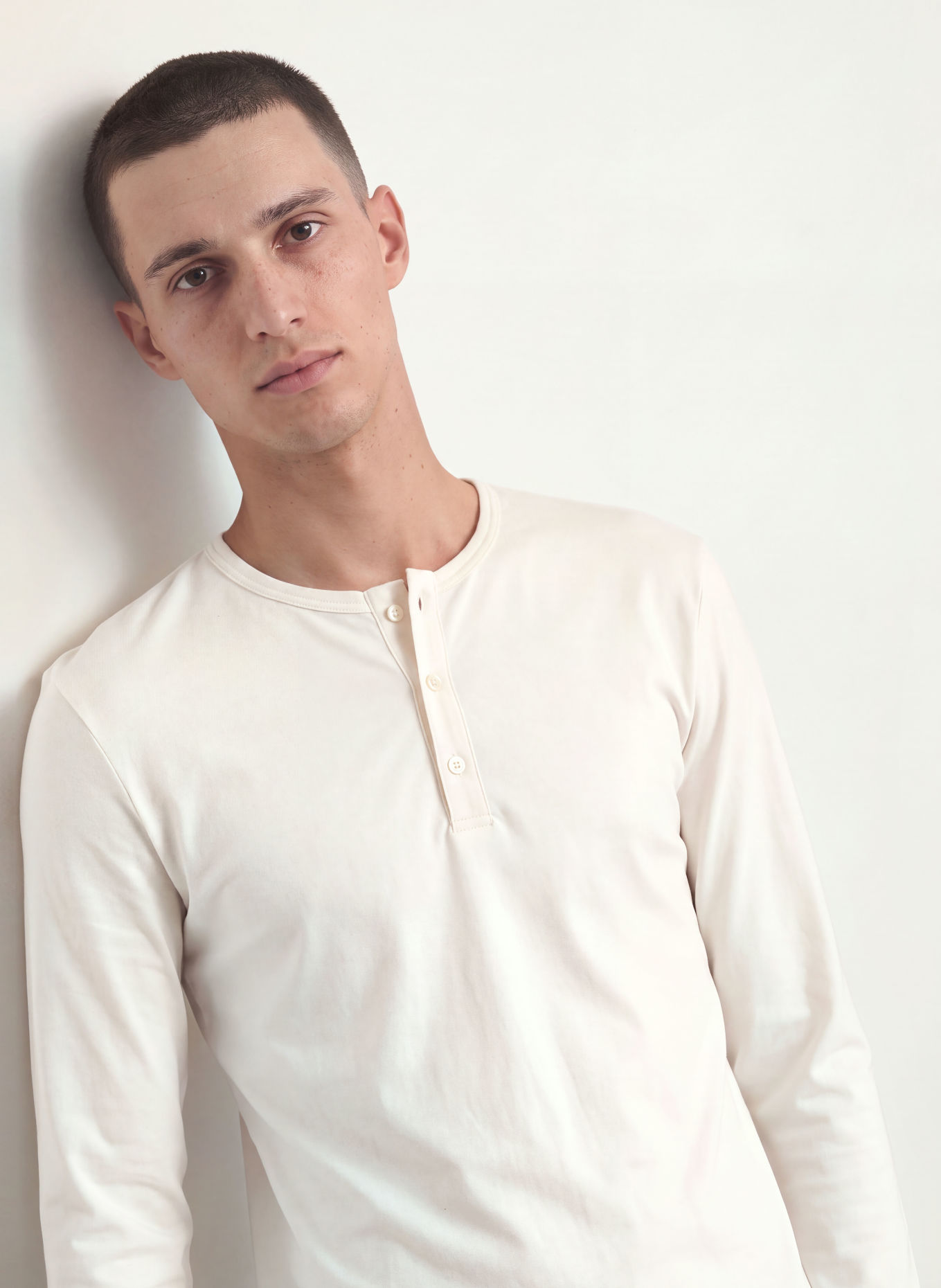 DESOTO Henley shirt: WHITE