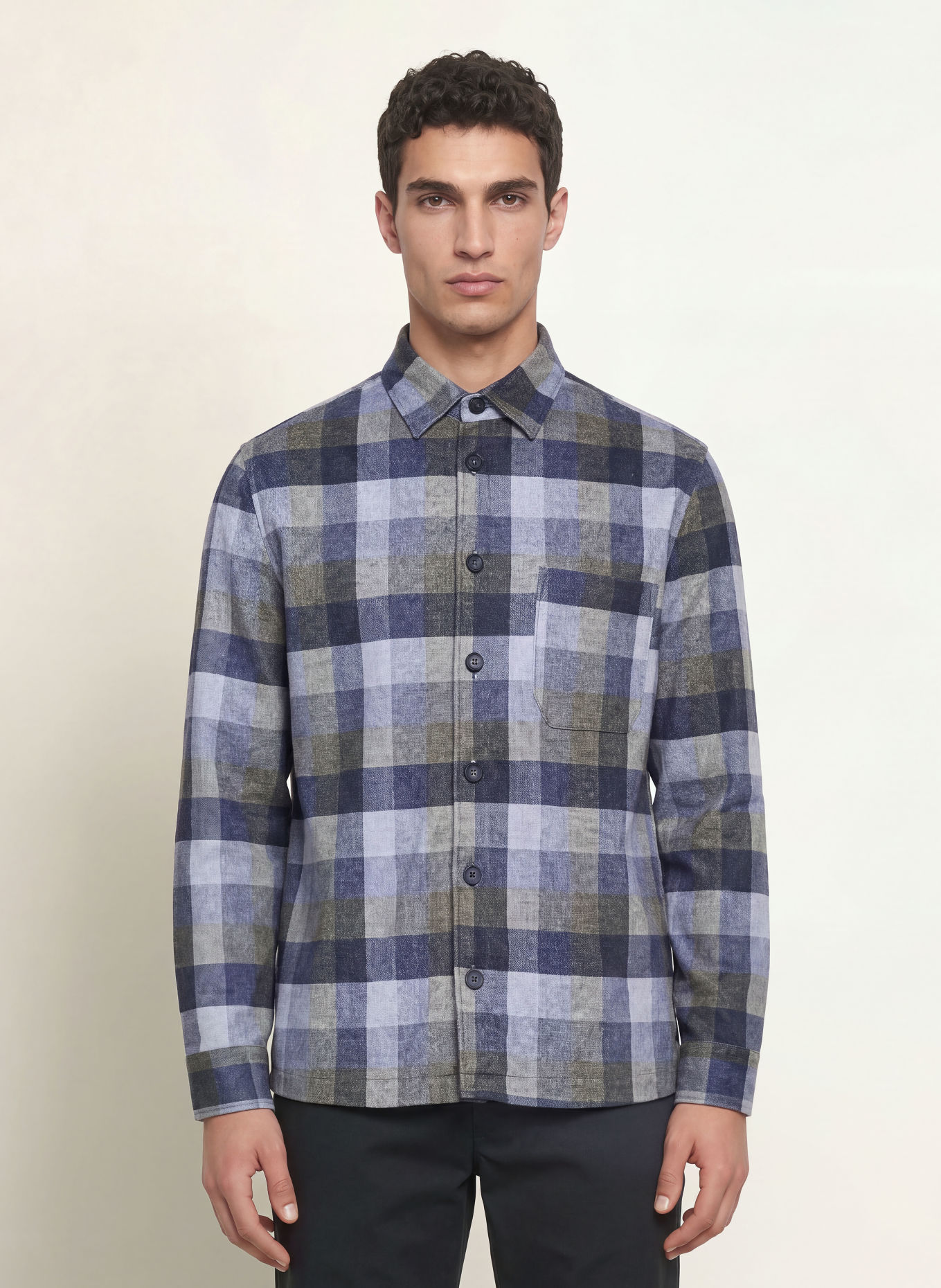 DESOTO Flanell-Overjacket: DUNKELBLAU / BLAUGRAU / HELLGRÜN