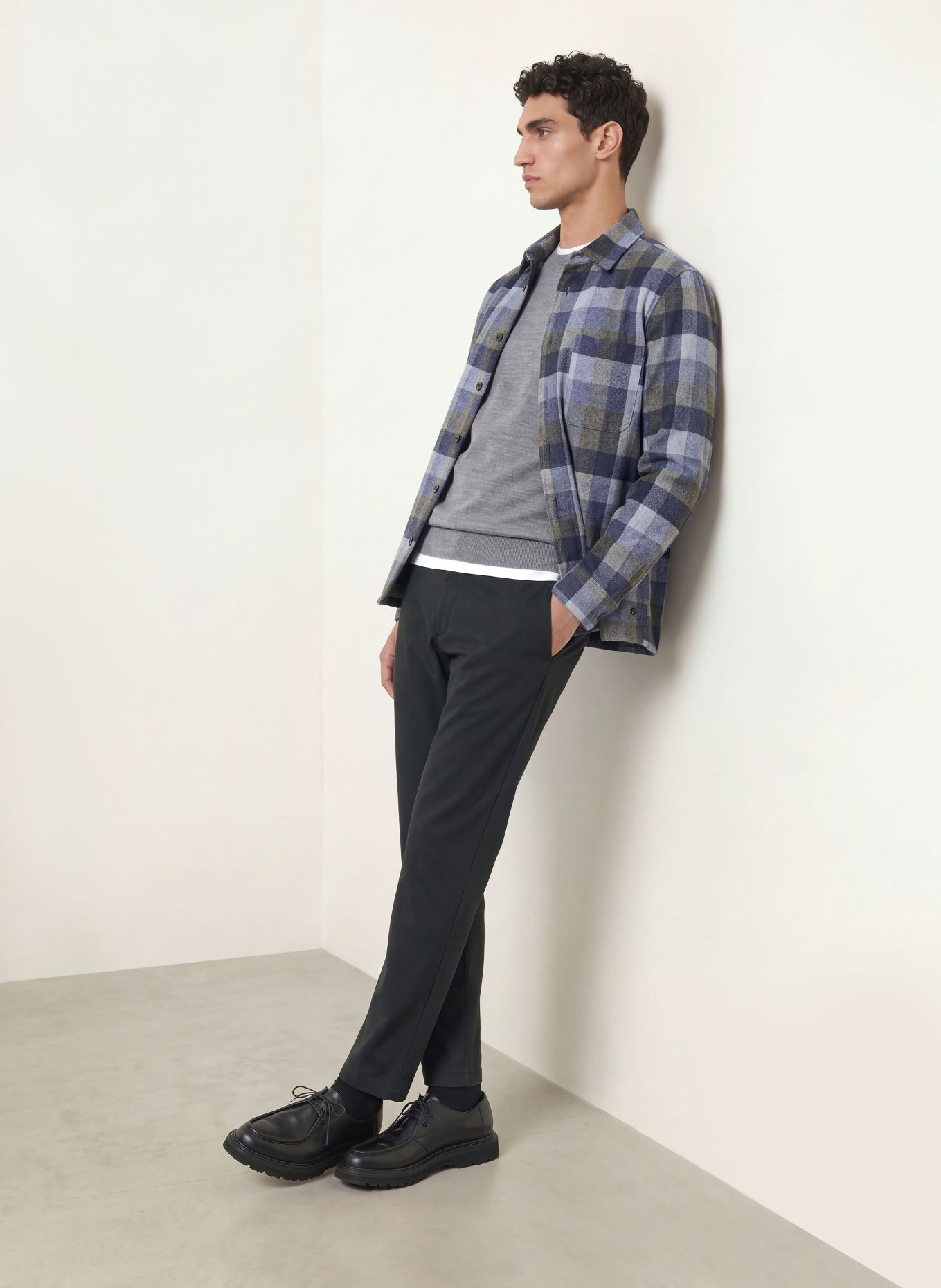 DESOTO Flanell-Overjacket: DUNKELBLAU / BLAUGRAU / HELLGRÜN
