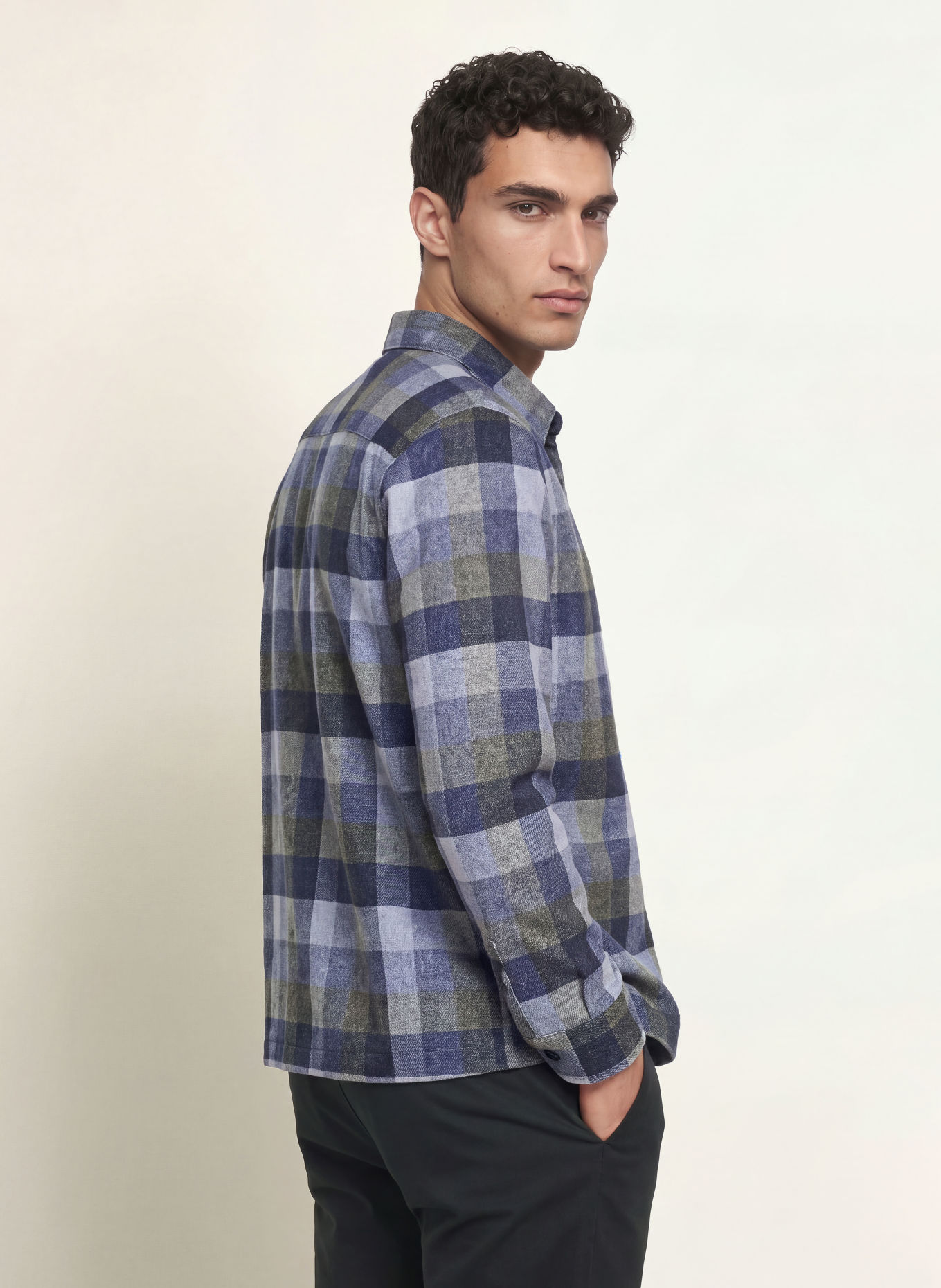 DESOTO Flanell-Overjacket: DUNKELBLAU / BLAUGRAU / HELLGRÜN