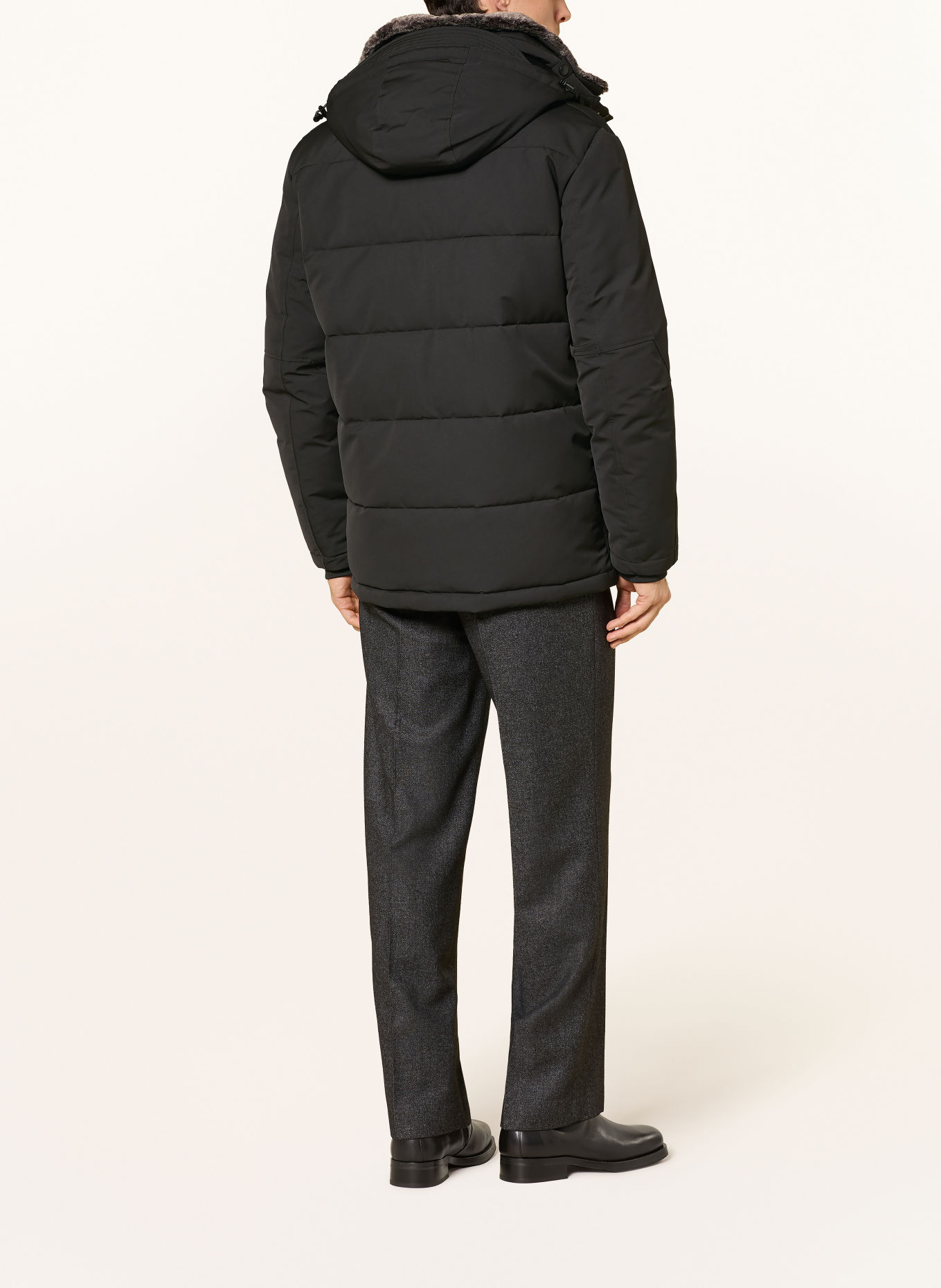 STRELLSON PIAZZA Parka with Detachable Faux Fur: BLACK