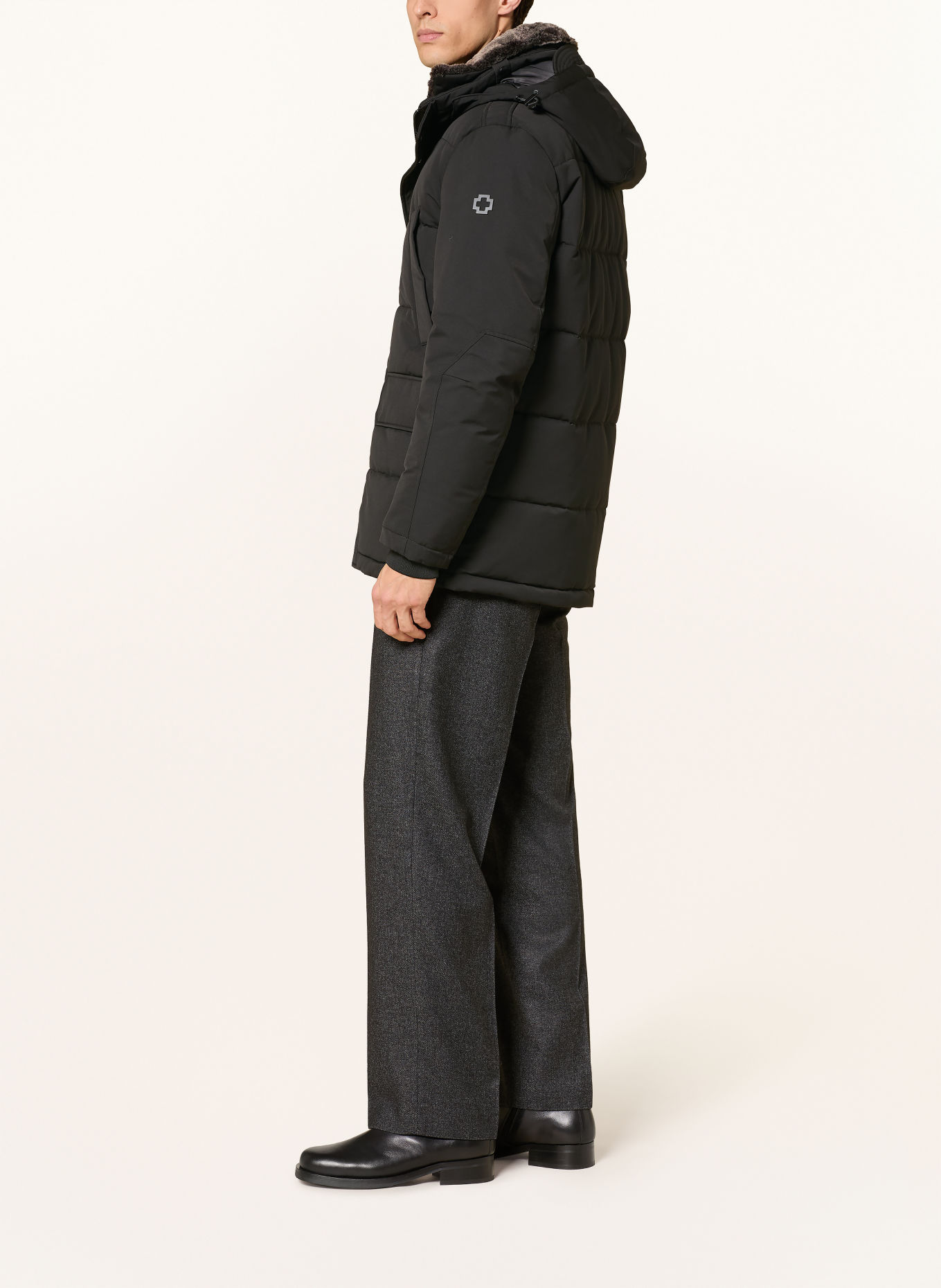 STRELLSON PIAZZA Parka with Detachable Faux Fur: BLACK