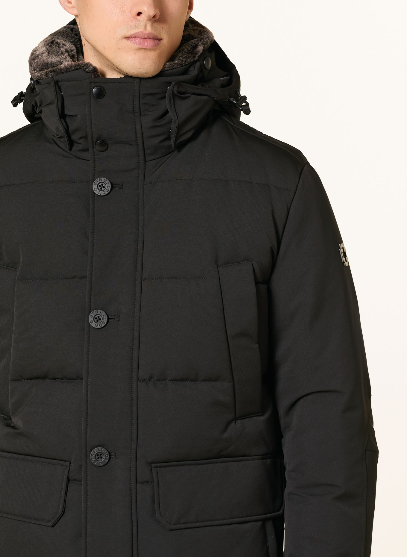 STRELLSON PIAZZA Parka with Detachable Faux Fur: BLACK
