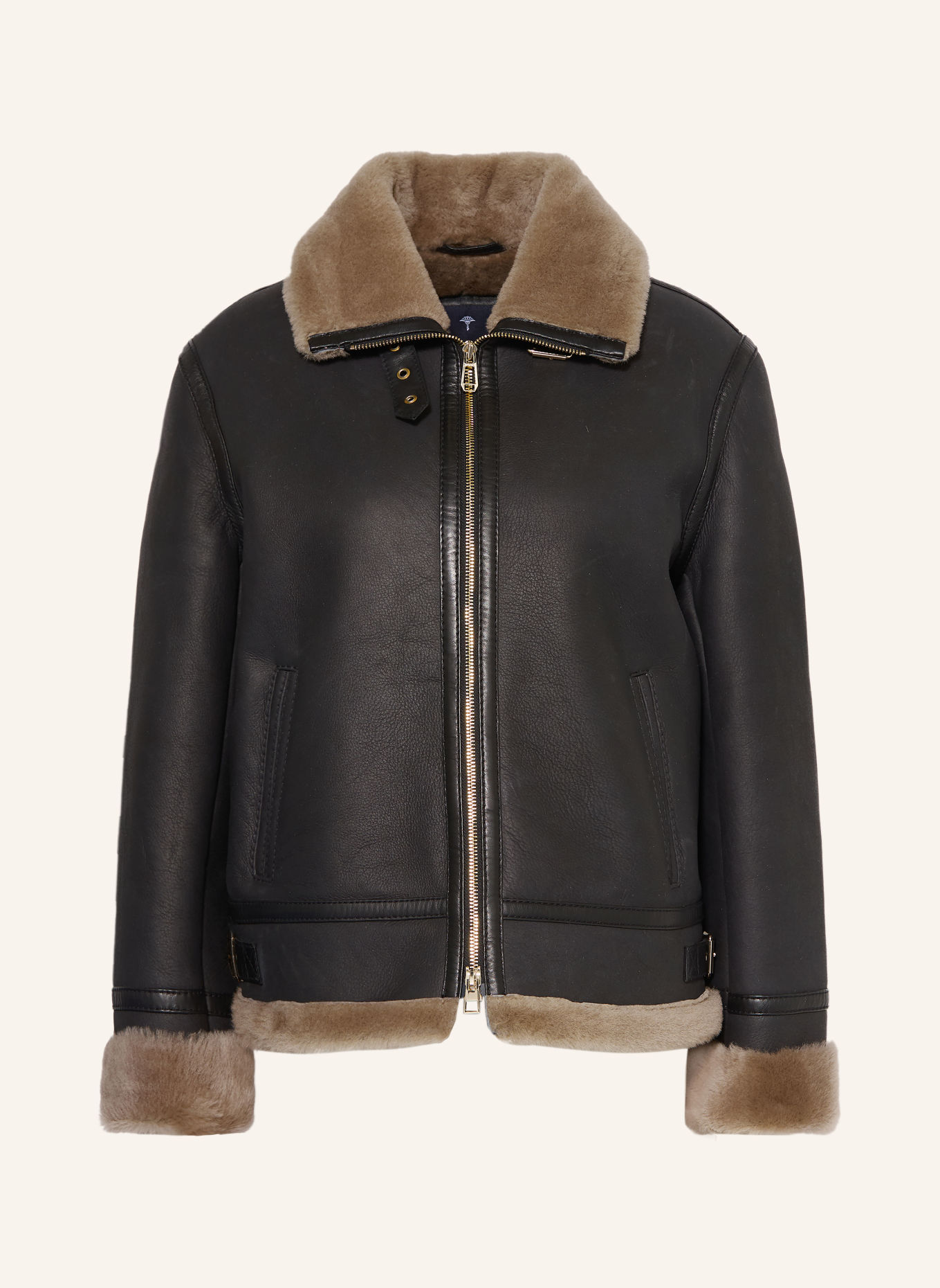 JOOP! Veste en cuir LARISSA: MARRON FONCÉ / MARRON CLAIR