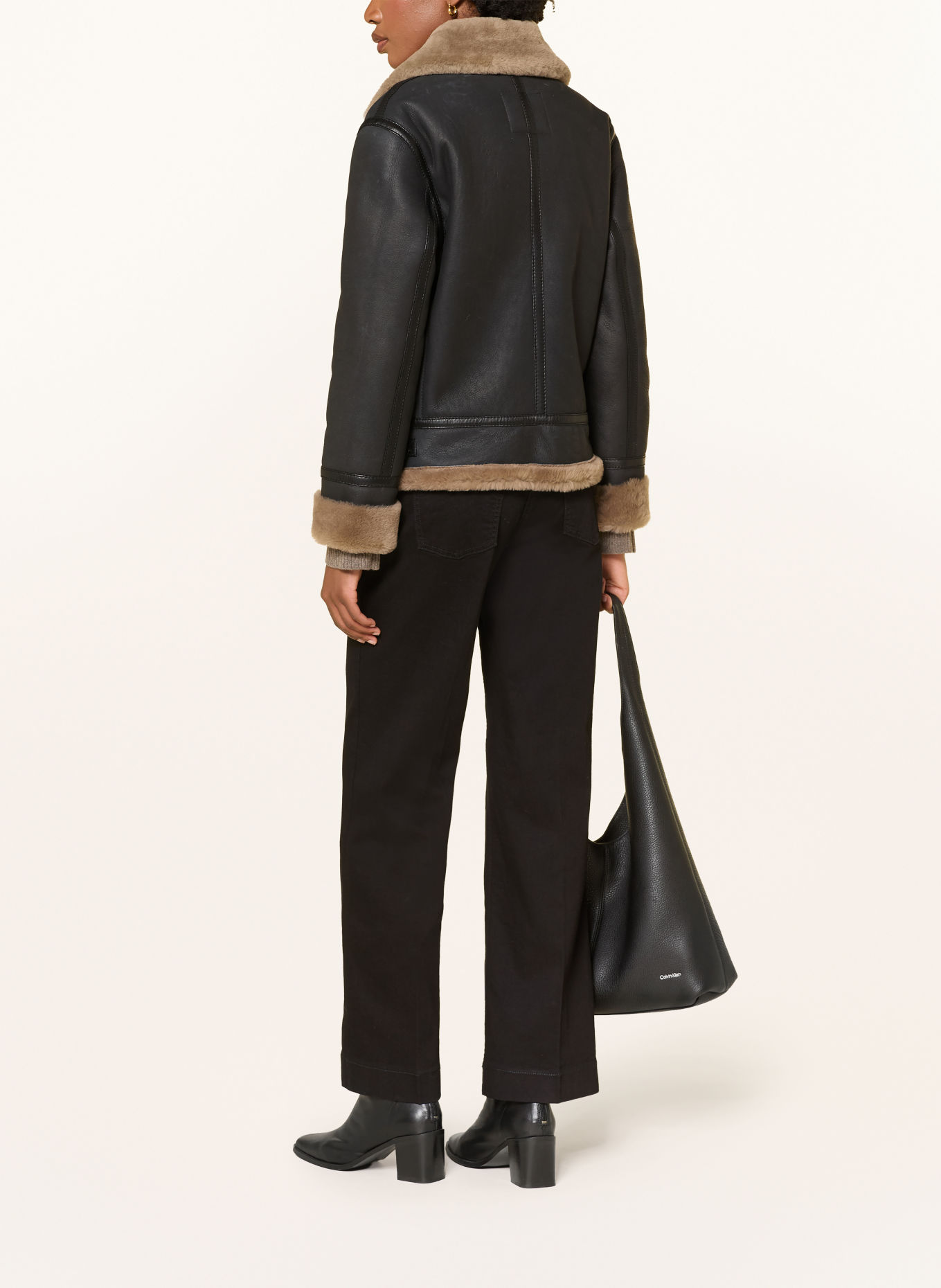 JOOP! Veste en cuir LARISSA: MARRON FONCÉ / MARRON CLAIR