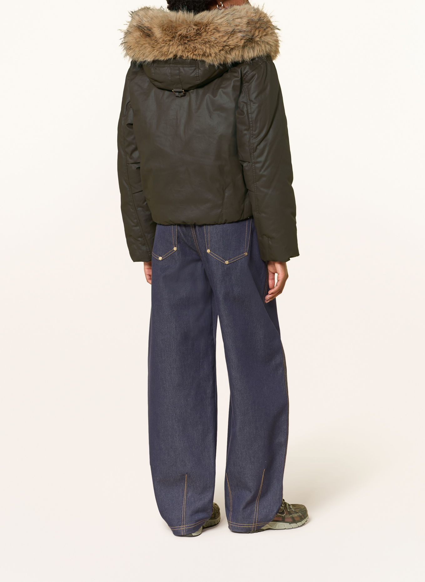 GOLDBERGH NYOKO Down Jacket with Detachable Faux Fur: KHAKI / LIGHT BROWN