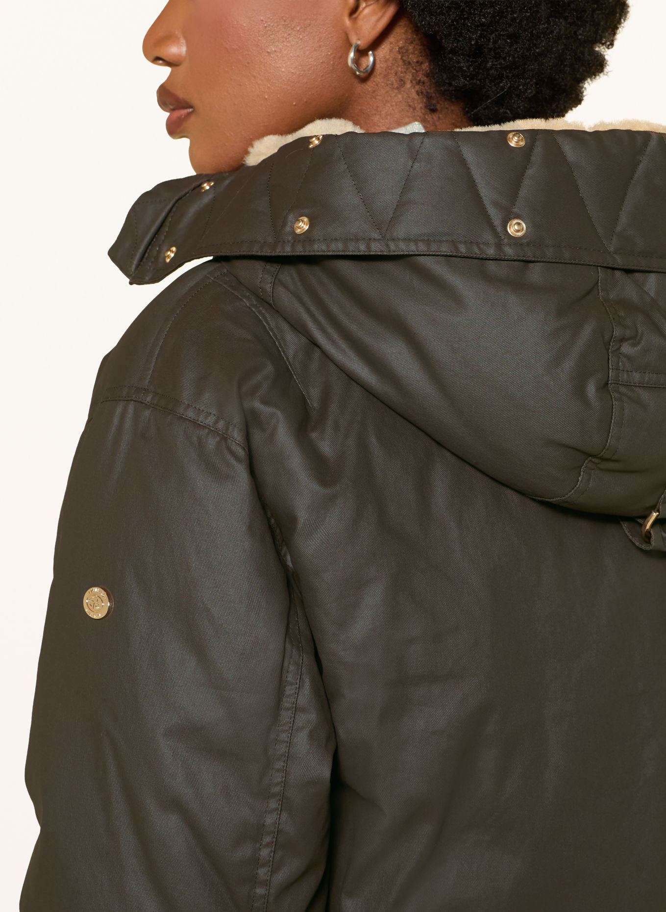 GOLDBERGH NYOKO Down Jacket with Detachable Faux Fur: KHAKI / LIGHT BROWN