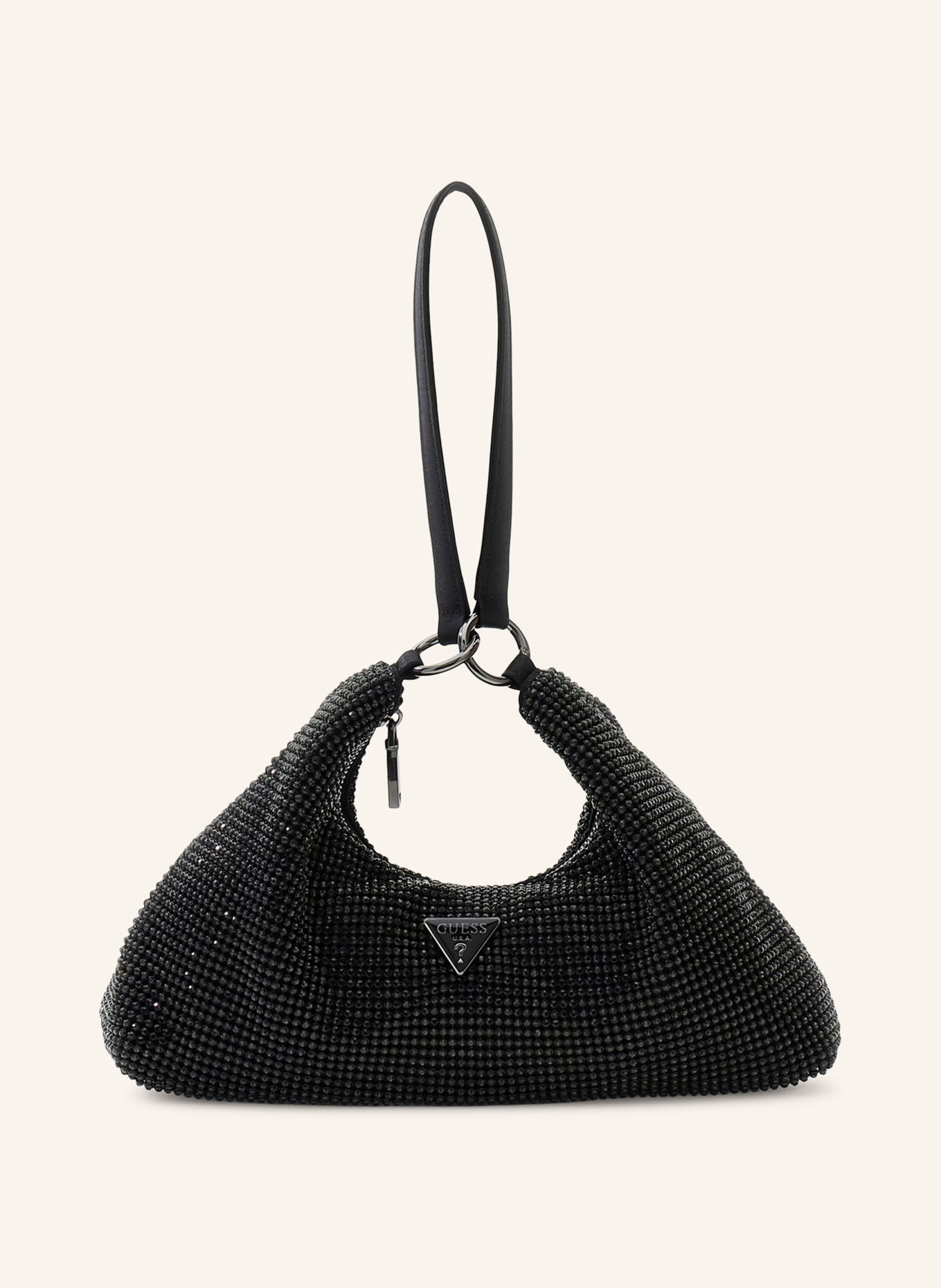 GUESS Sac à main orné de pierres décoratives: NOIR / ARGENT