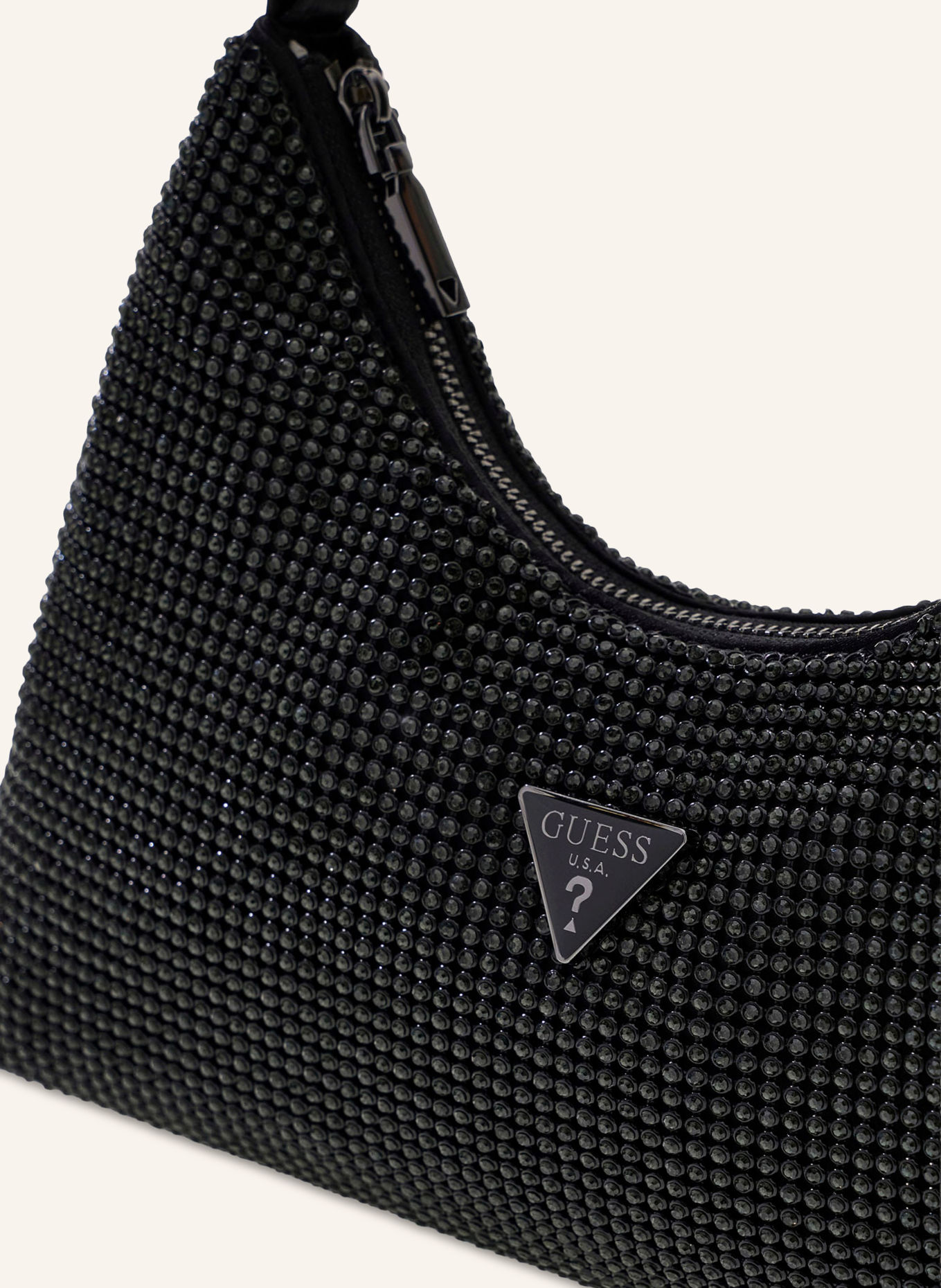 GUESS Sac à main orné de pierres décoratives: NOIR / ARGENT