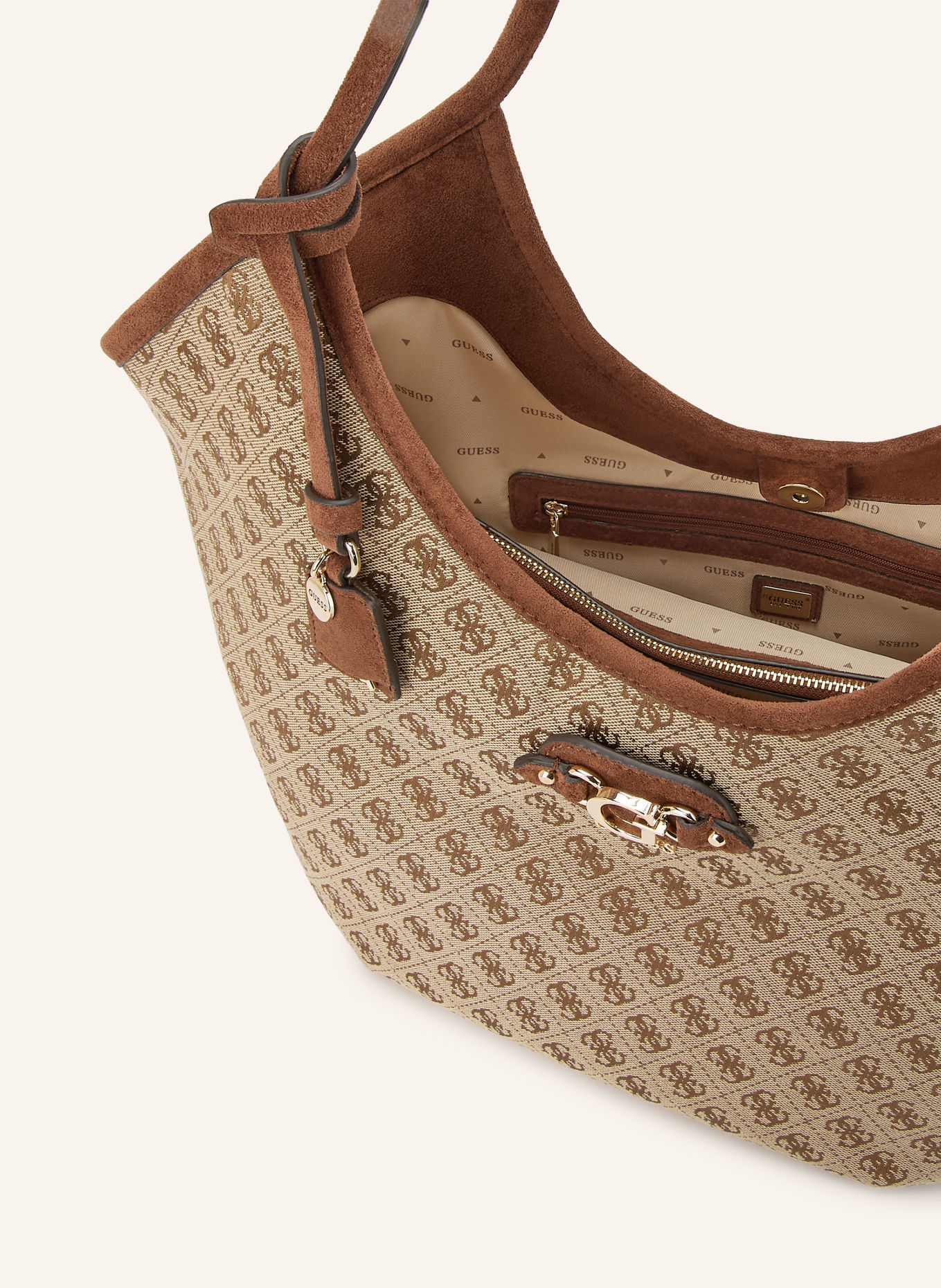 GUESS Shopper SAMANTHA GIRLFRIEND: BEIGE / GOLD / DUNKELBRAUN