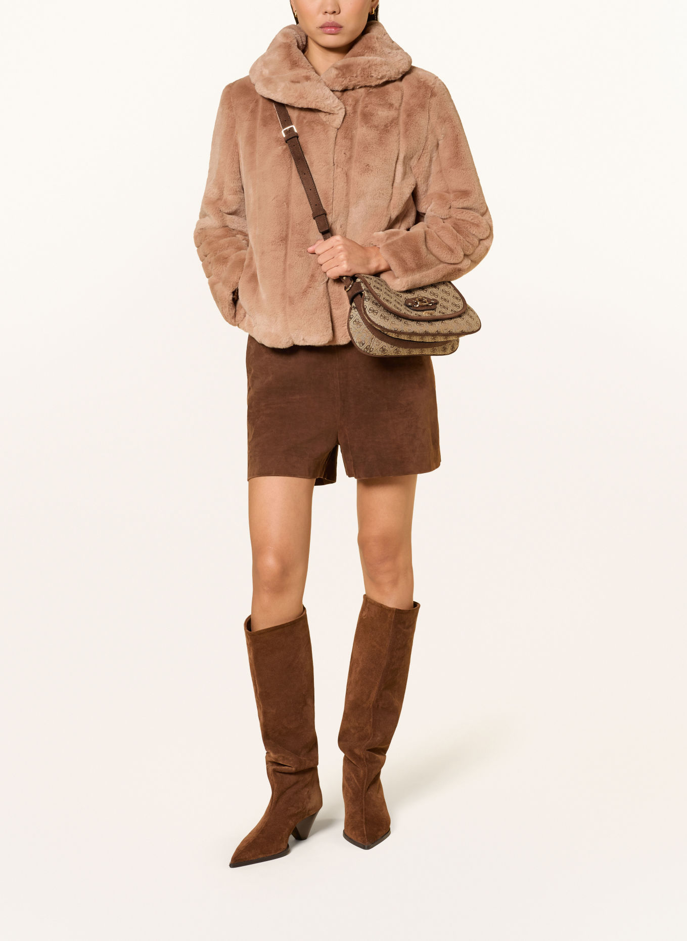 GUESS SAMANTHA Shoulder bag: LIGHT BROWN / GOLD / BROWN