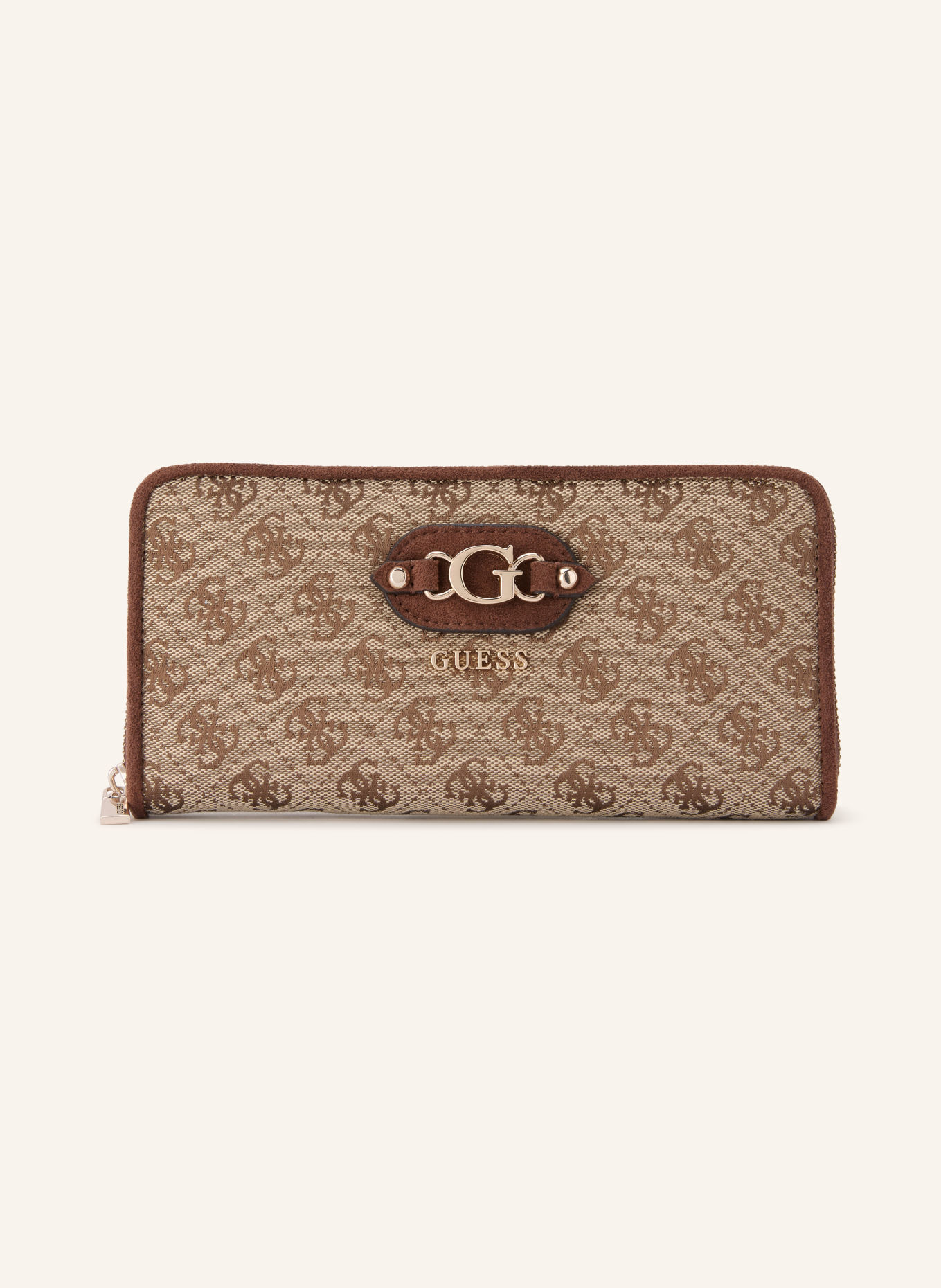 GUESS SAMANTHA Wallet: BEIGE / GOLD / COGNAC