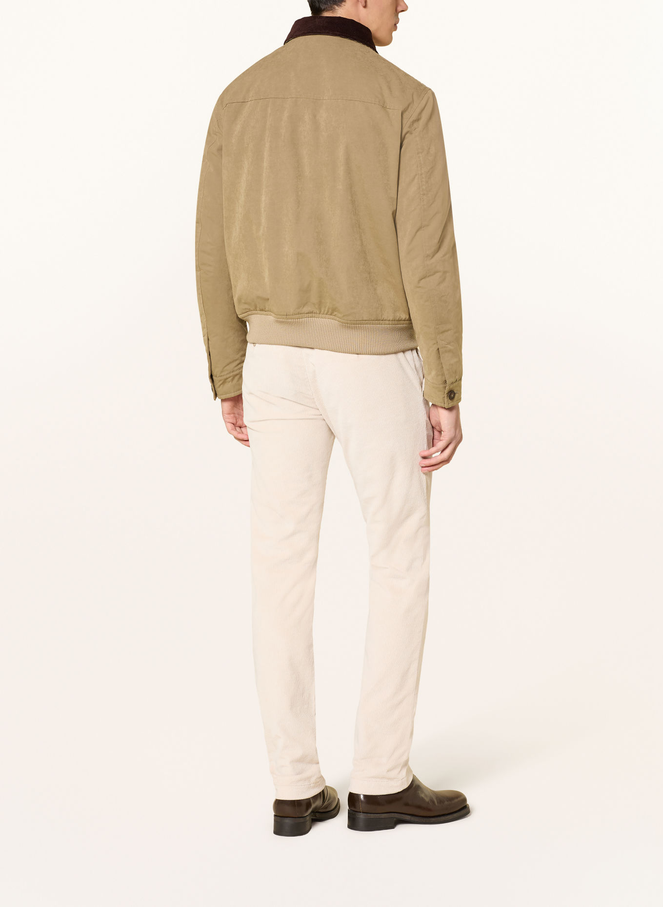 Fay Bomber jacket: BEIGE / DARK BROWN