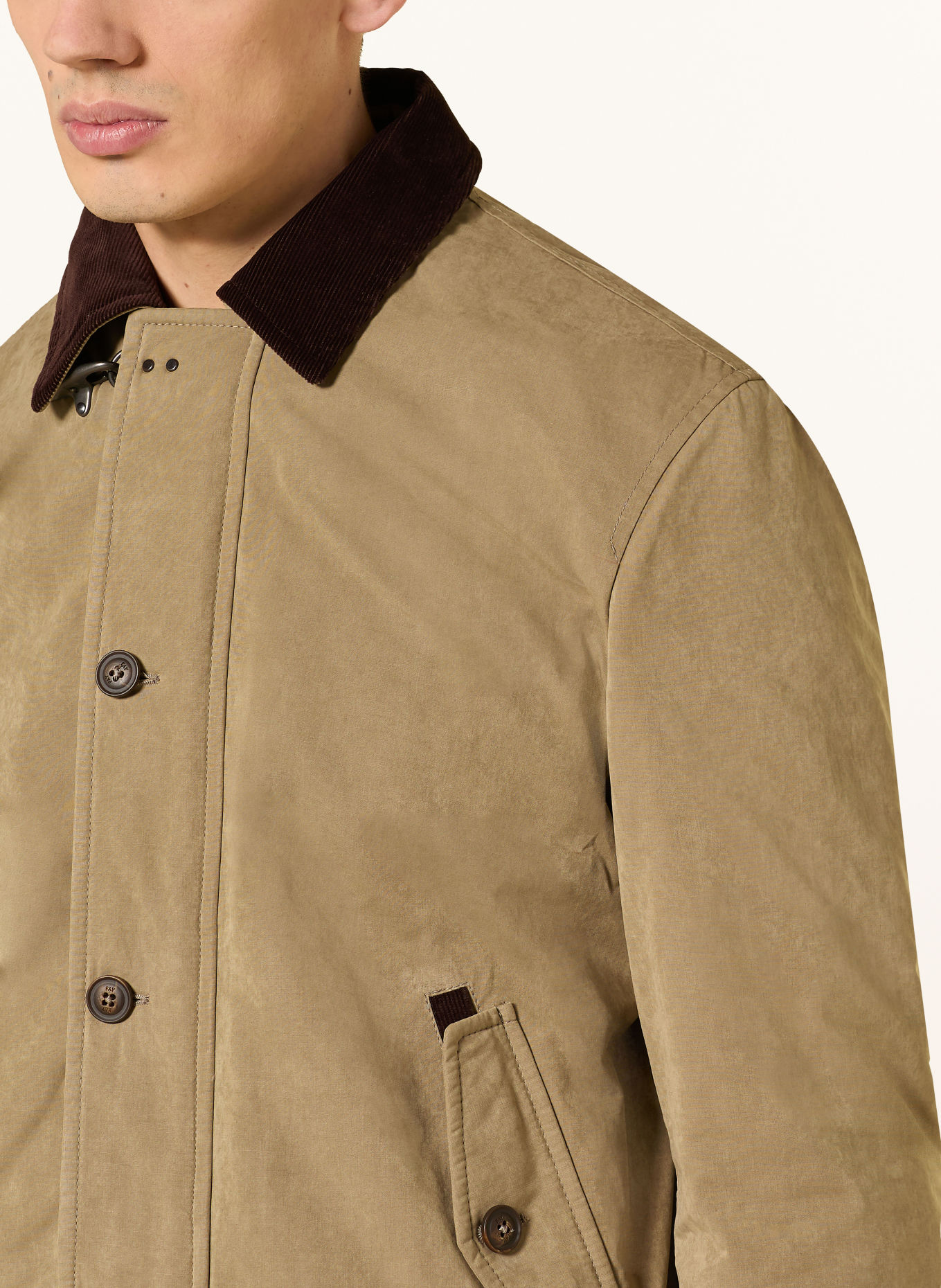 Fay Bomber jacket: BEIGE / DARK BROWN