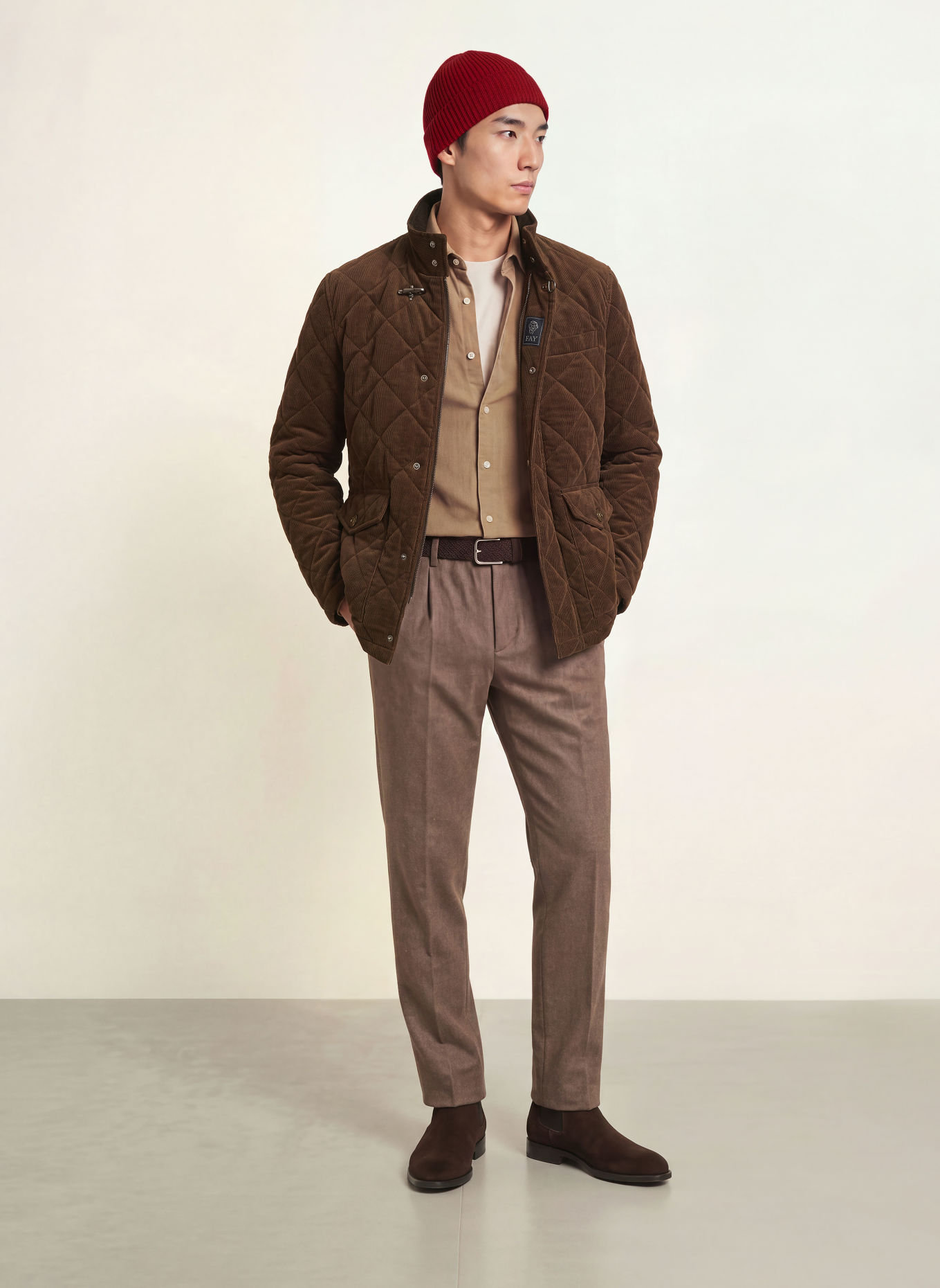 Fay Steppjacke aus Cord: DUNKELBRAUN