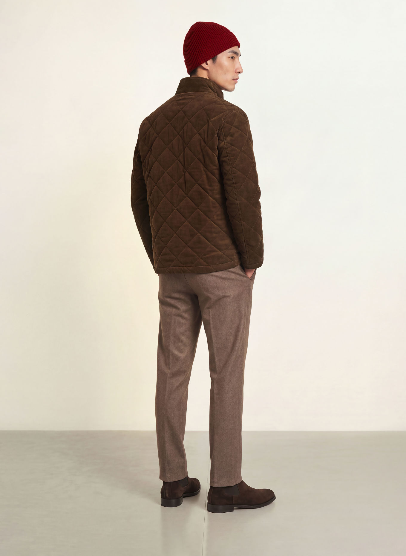 Fay Steppjacke aus Cord: DUNKELBRAUN